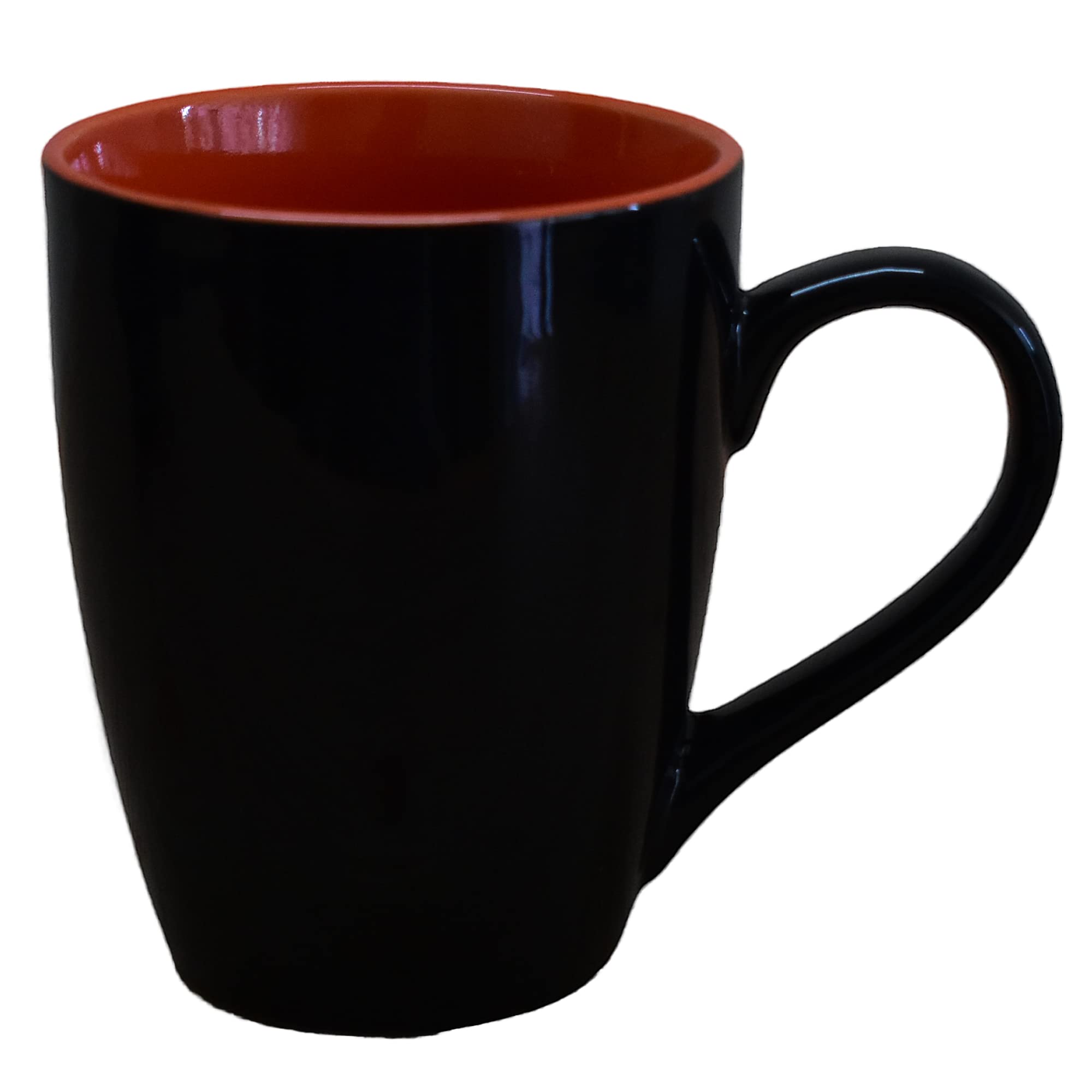 Kunhar Ceramic Coffee Mug, Ceramic Milk Mug - 350 Ml, 2 Pieces, Light Red Black Shine