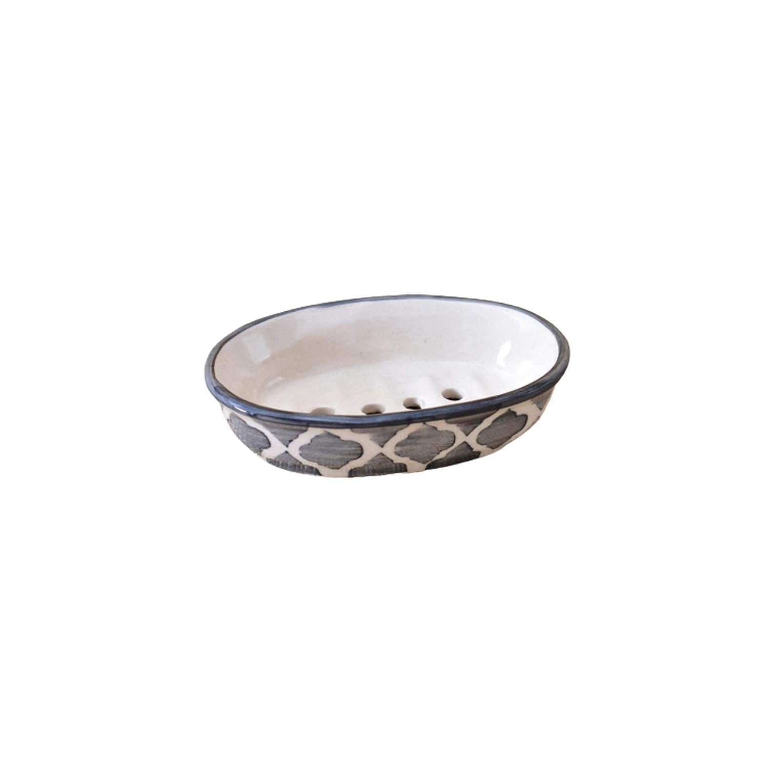 KunhaR Ceramic Soap Dish Holder, Ceramic Soap Dish Tray Holder,2 Pieces, Grey Chidi