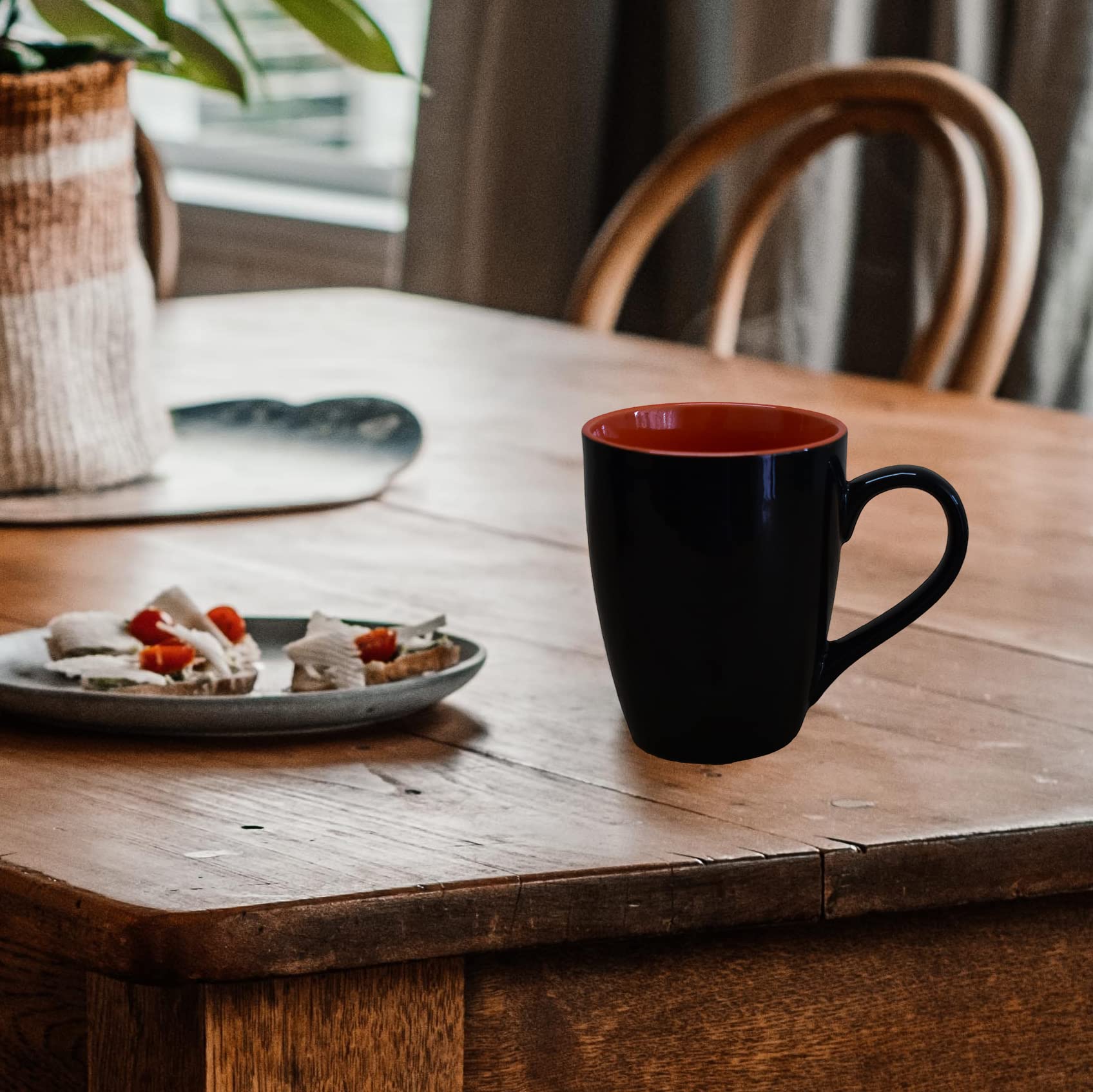 Kunhar Ceramic Coffee Mug, Ceramic Milk Mug - 350 Ml, 1 Piece, Light Red Black Shine - Image 3