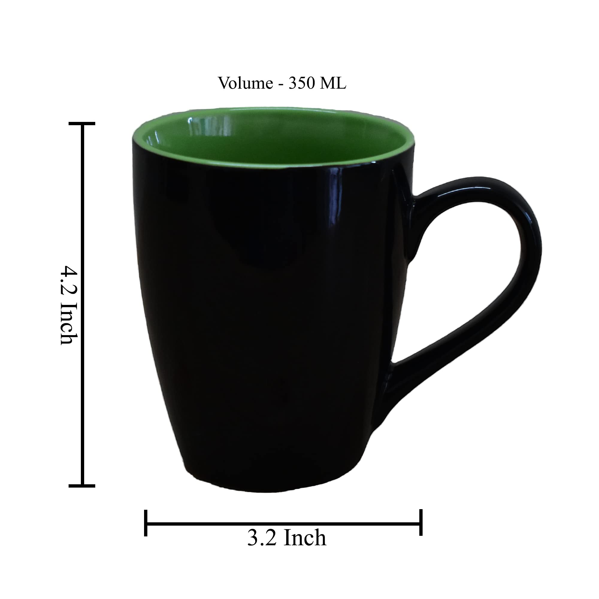 Kunhar Ceramic Coffee Mug, Ceramic Milk Mug - 350 Ml, 1 Piece, Green Black Shine - Image 2