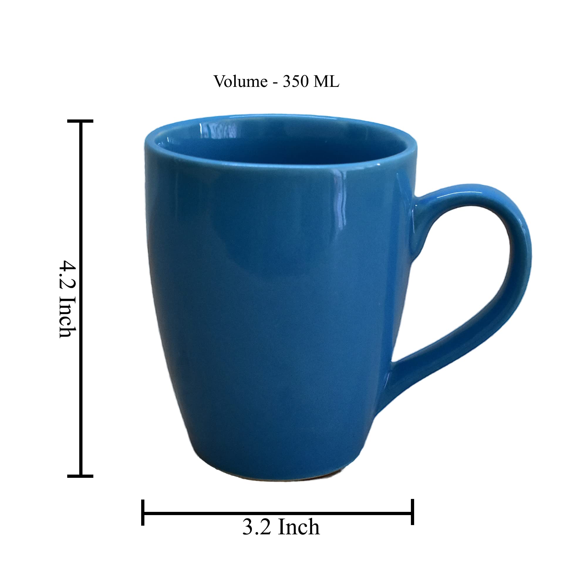 Kunhar Ceramic Coffee Mug, Ceramic Milk Mug - 350 Ml, 2 Pieces, Astronaut Blue - Image 2