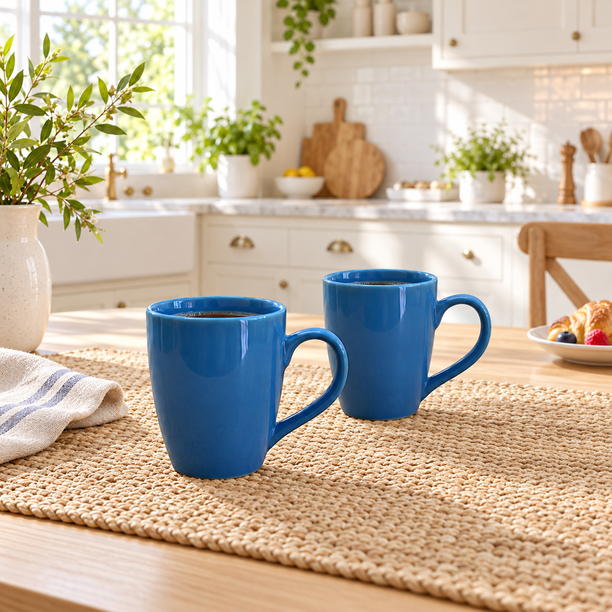 Kunhar Ceramic Coffee Mug, Ceramic Milk Mug - 350 Ml, 2 Pieces, Astronaut Blue