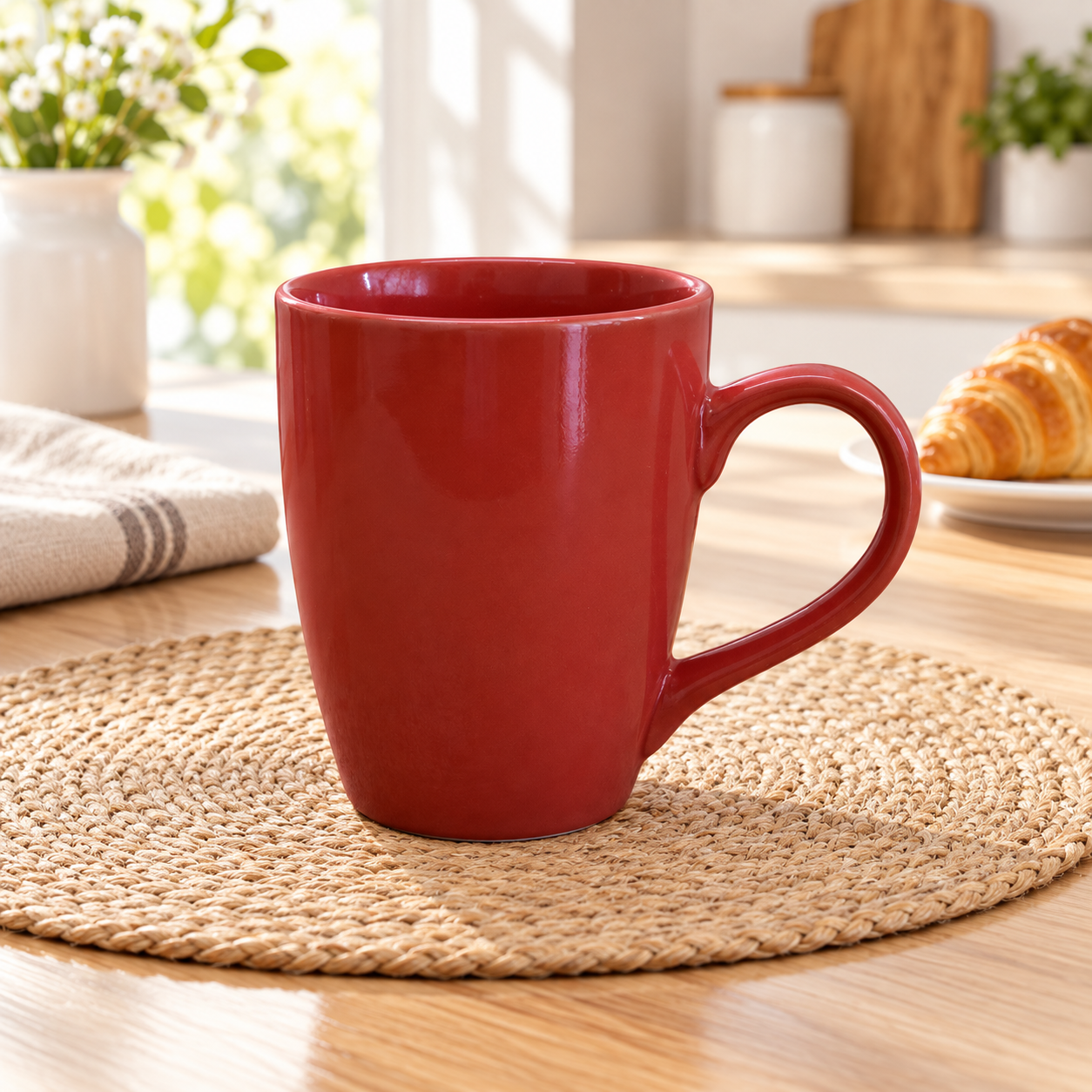 Kunhar Ceramic Coffee Mug, Ceramic Milk Mug - 350 Ml, 1 Piece, Falu Red