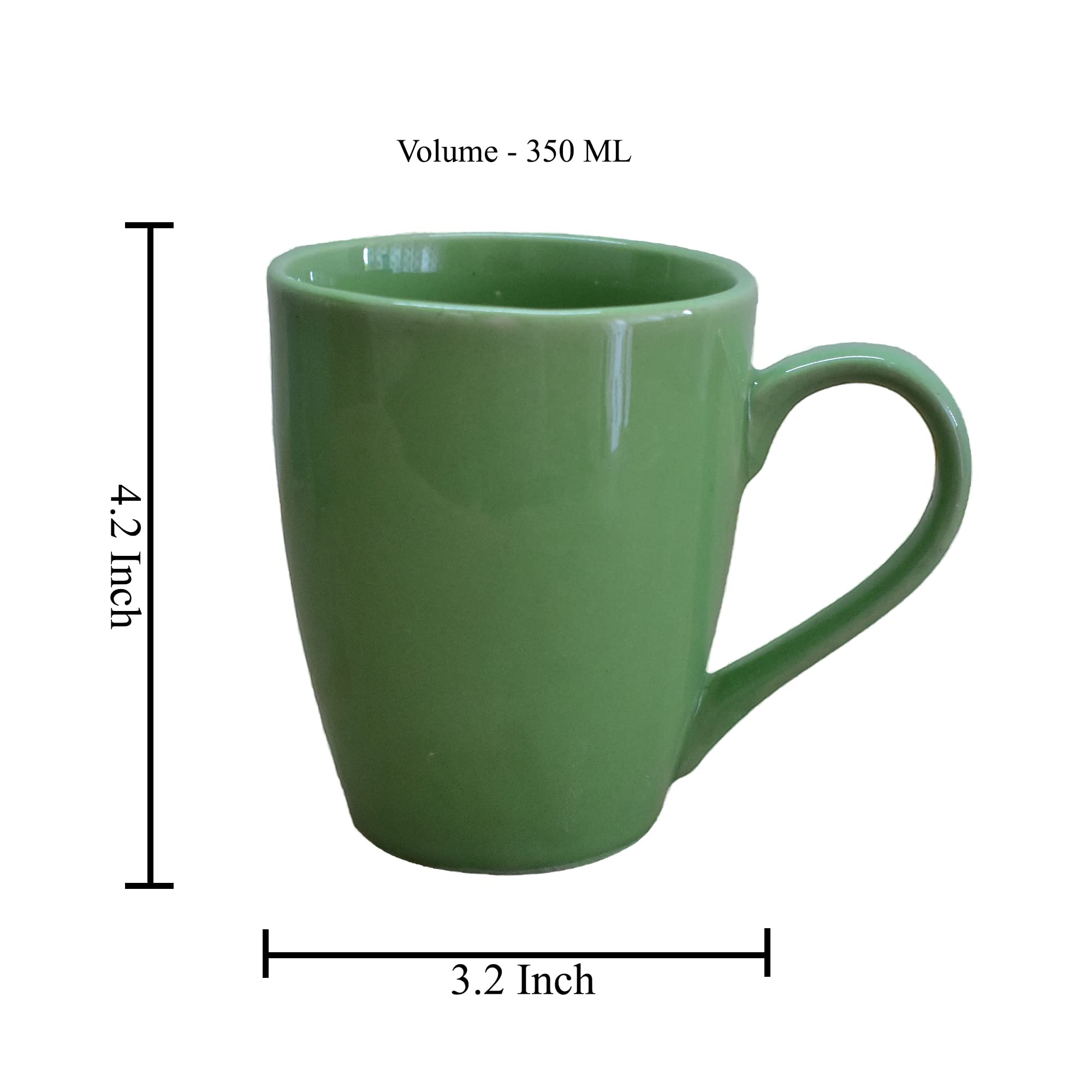Kunhar Ceramic Coffee Mug, Ceramic Milk Mug - 350 Ml, 2 Pieces, Hippie Green - Image 2