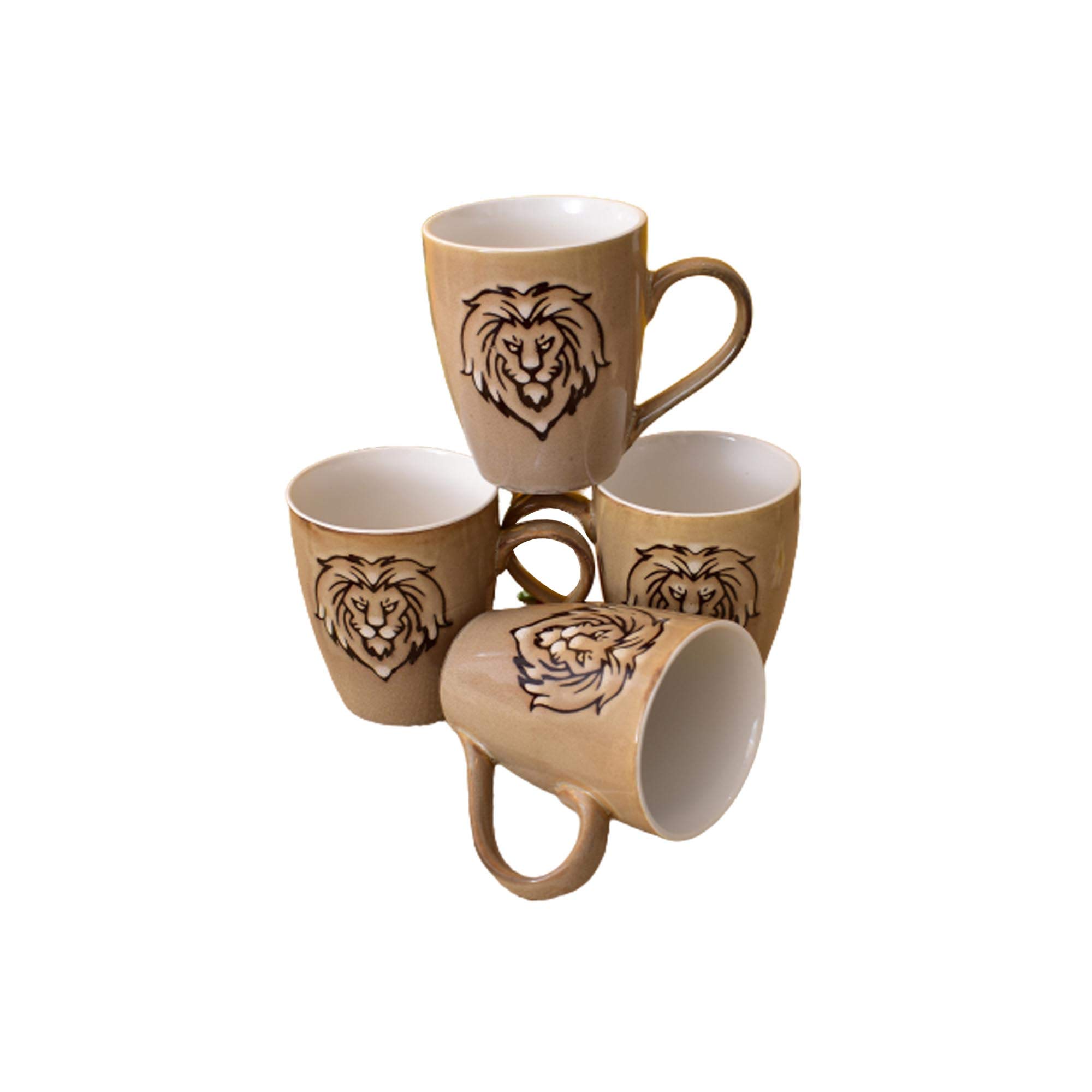 Kunhar Ceramic Coffee Mugs - 4 Pieces, Tortilla, 300ml - Image 2