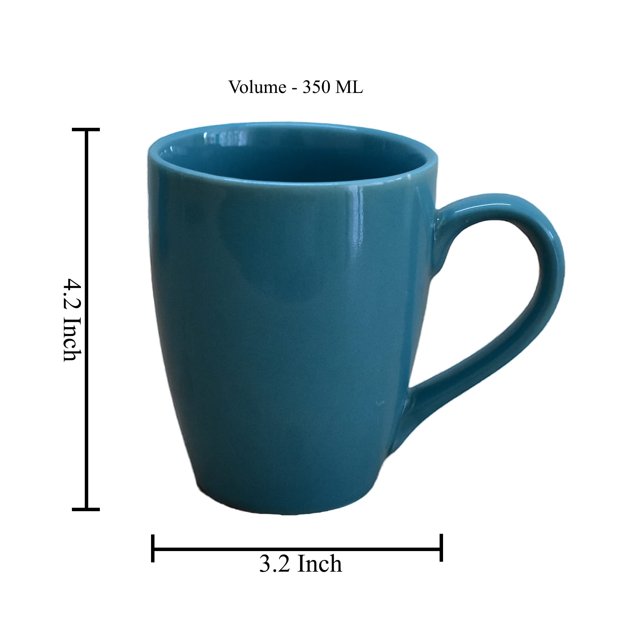 Kunhar Ceramic Coffee Mug, Ceramic Milk Mug - 350 Ml, 2 Pieces, Blue Dianne - Image 2
