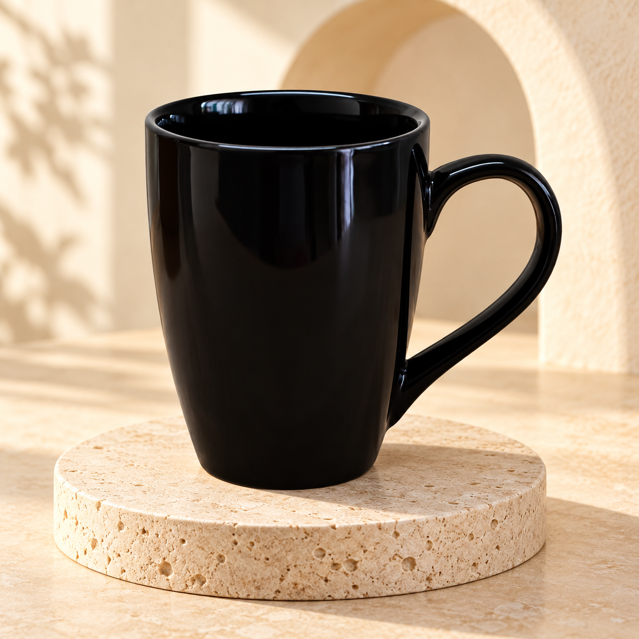 Kunhar Ceramic Coffee Mug, Ceramic Milk Mug - 350 Ml, 1 Piece, Black Shine