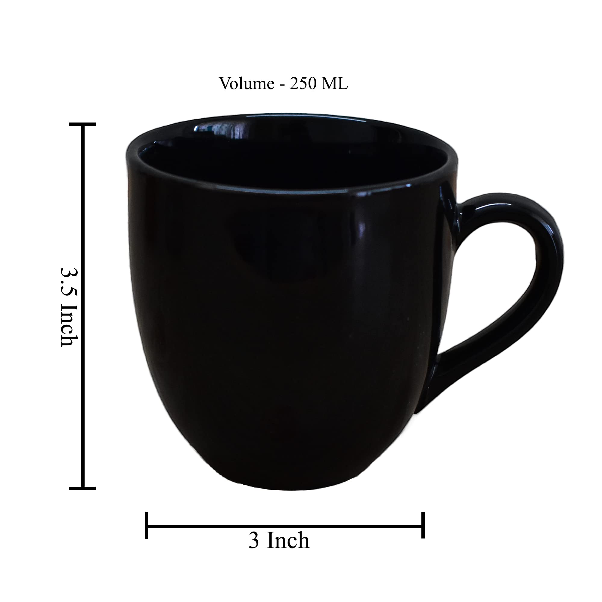 Kunhar Ceramic Coffee Mug, Ceramic Milk Mug - 250 Ml, 4 Pieces, Black - Image 2