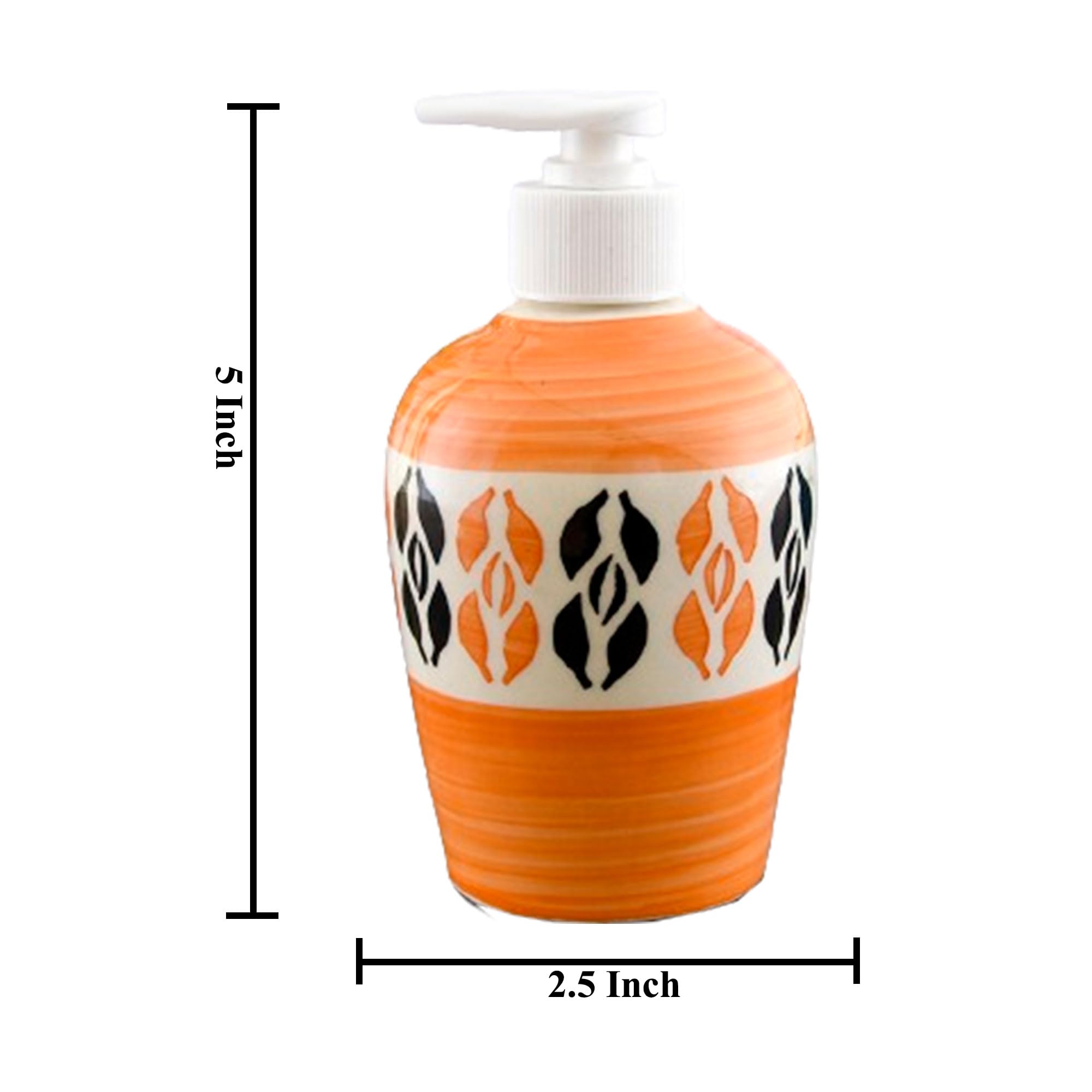 KunhaR Ceramic Long-Lasting Liquid Handwash Soap Dispenser for Bathroom | Handwash Bottle for Kitchen | Soap Dispenser for Wash Basin | Bathroom Accessories | 300 ml, Orange Multicolor, 2 Pieces - Image 2