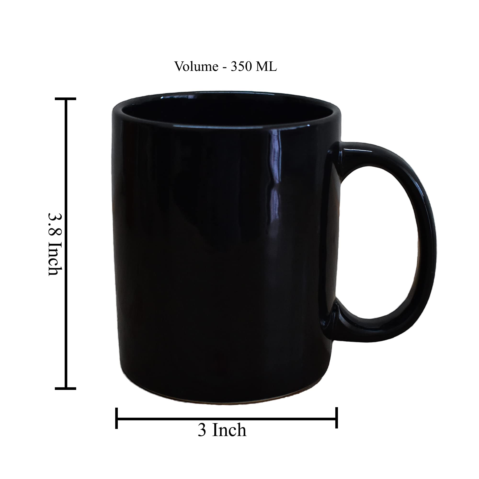 Kunhar Ceramic Coffee Mug, Ceramic Milk Mug - 350 Ml, 2 Pieces, Black - Image 2