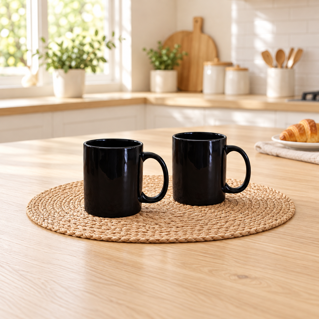 Kunhar Ceramic Coffee Mug, Ceramic Milk Mug - 350 Ml, 2 Pieces, Black