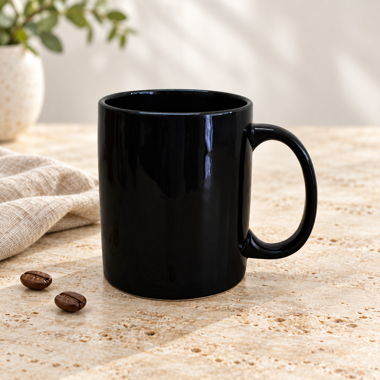 Kunhar Ceramic Coffee Mug, Ceramic Milk Mug - 350 Ml, 1 Piece, Black