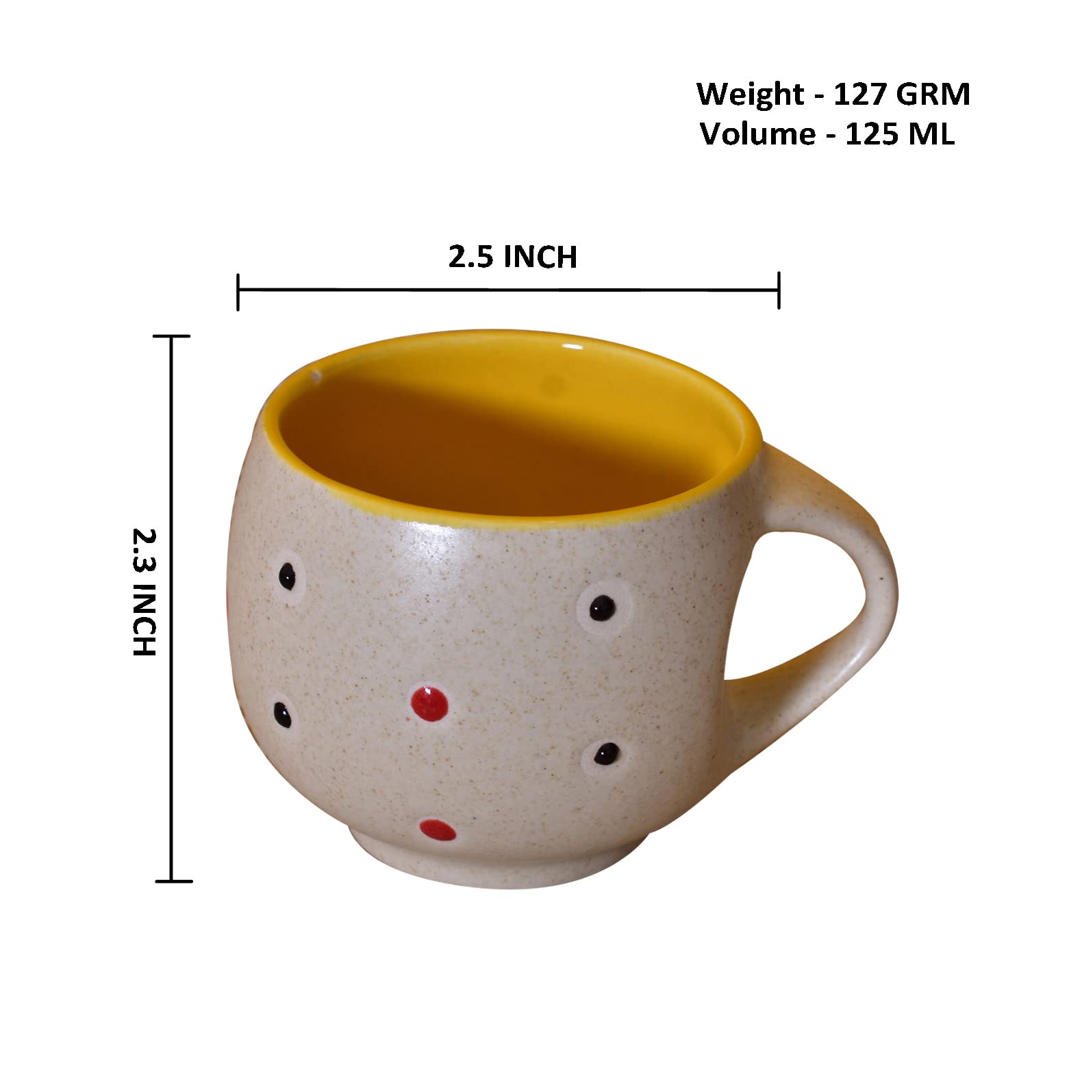 Kunhar Ceramic Multicolor Tea Cups - 6 Pieces, Multicolor, 125ml - Image 2