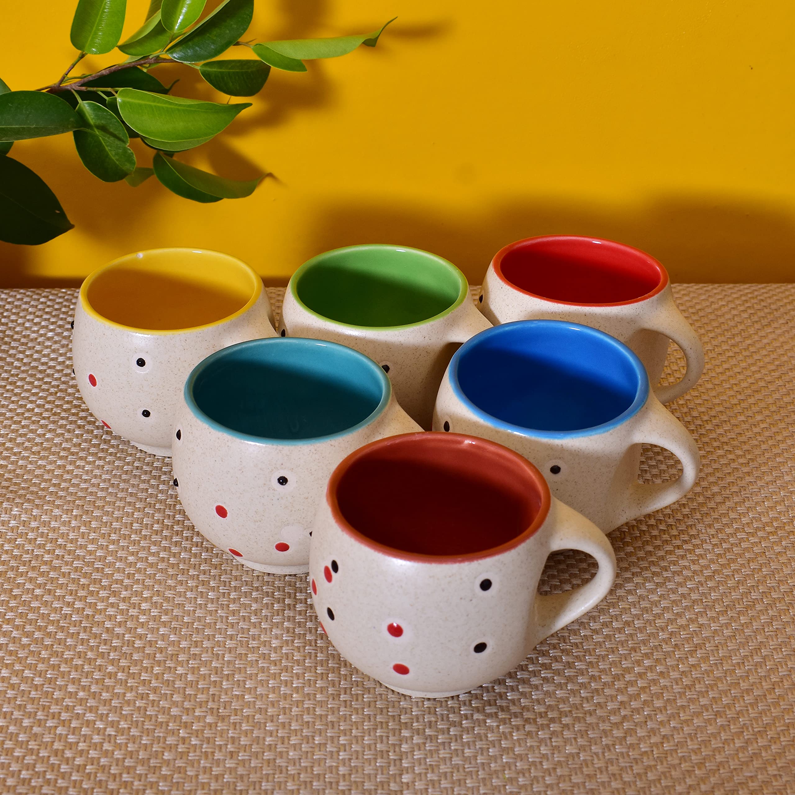 Kunhar Ceramic Multicolor Tea Cups - 6 Pieces, Multicolor, 125ml - Image 3