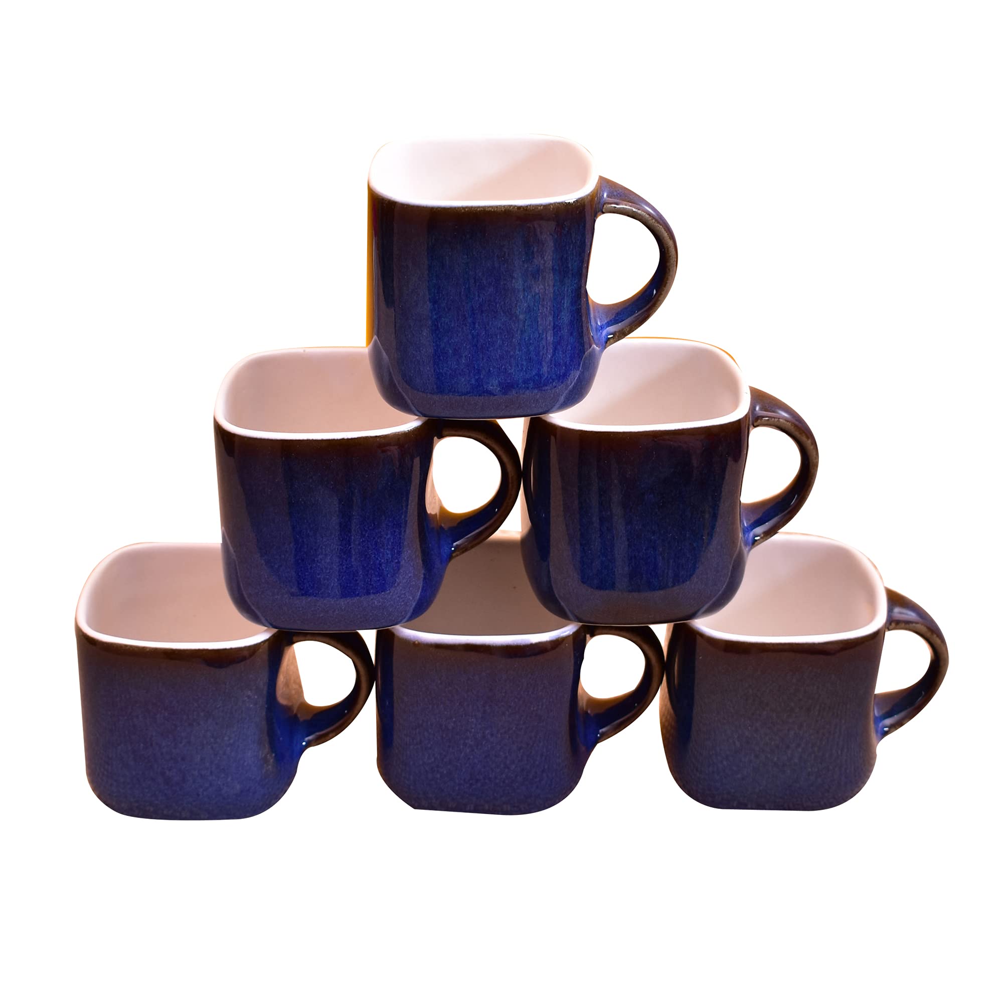 Kunhar Ceramic Tea Cups - 6 Pieces, Blue, 125ml - Image 2