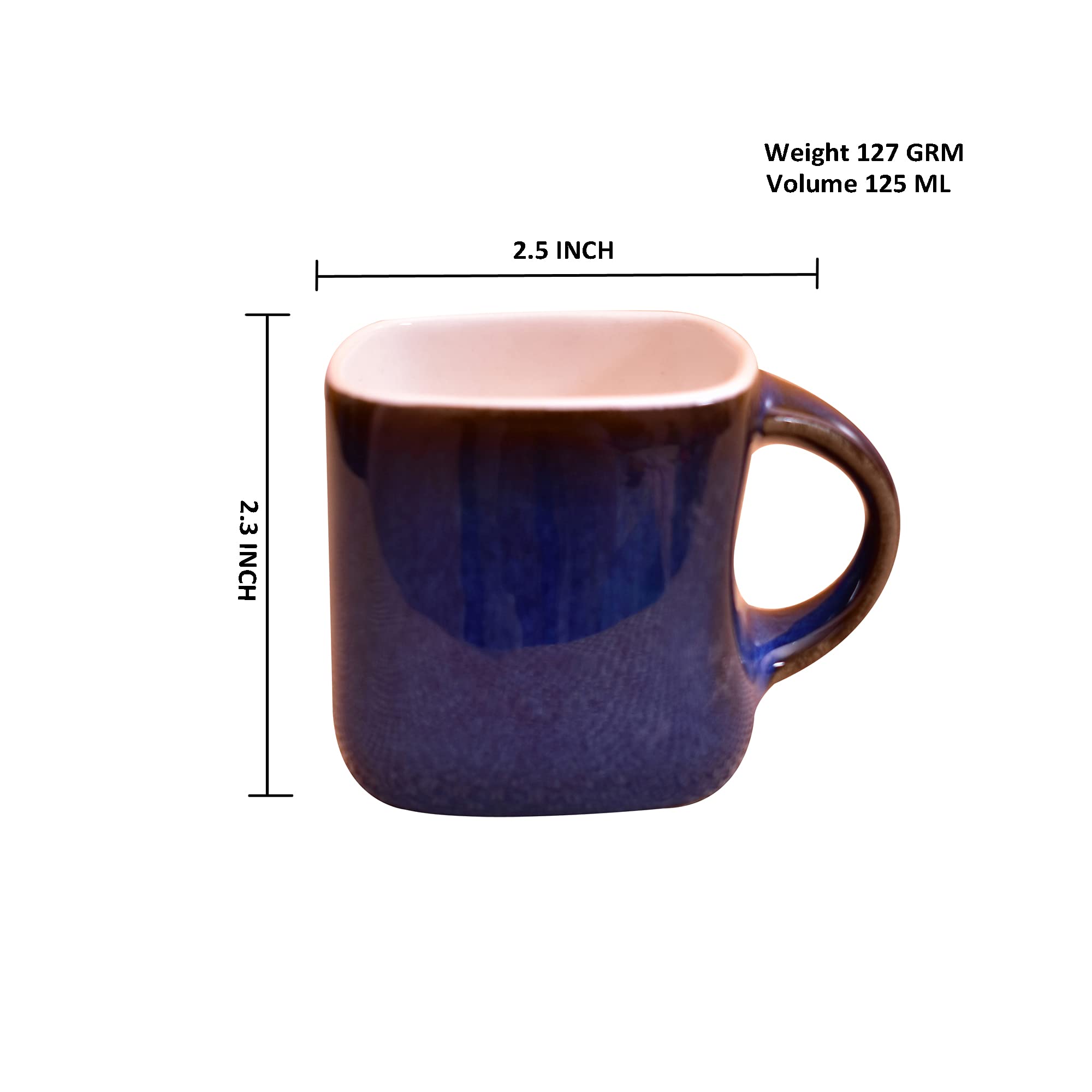 Kunhar Ceramic Tea Cups - 6 Pieces, Blue, 125ml - Image 4