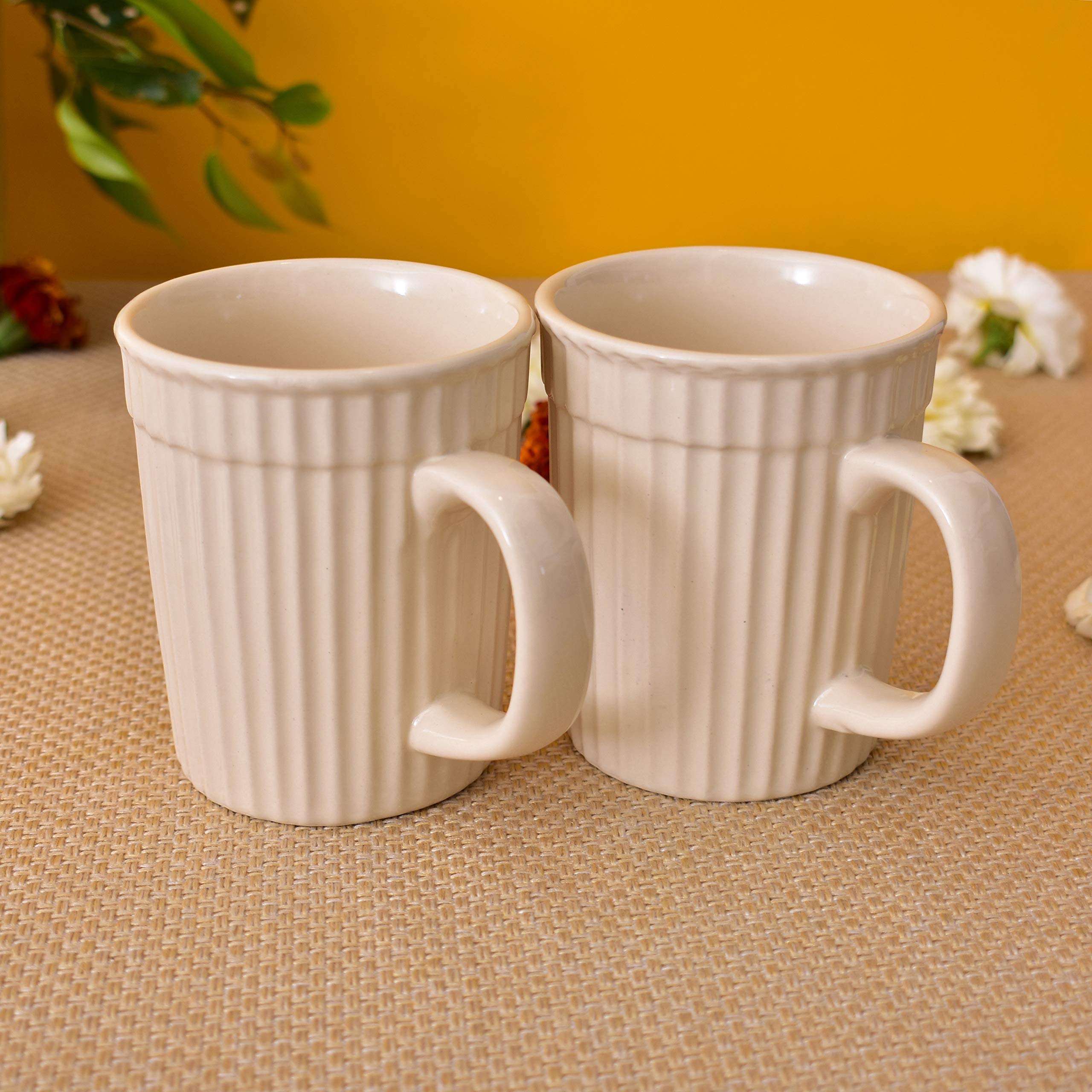Kunhar Ceramic Coffee Mugs - 2 Piece, Wheat, 290ml - Image 3