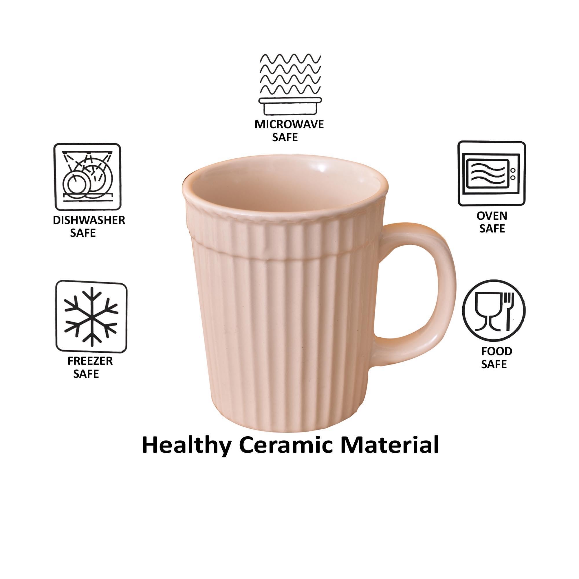 Kunhar Ceramic Coffee Mugs - 1 Piece, Wheat, 290ml - Image 4
