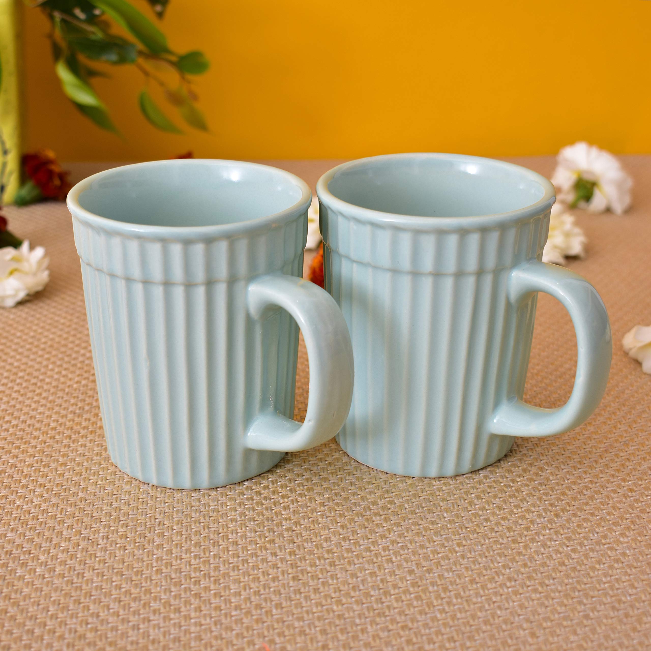 Kunhar Ceramic Coffee Mugs - 2 Piece, Cadet Blue, 290ml - Image 3