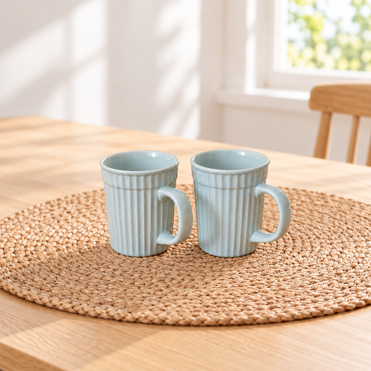 Kunhar Ceramic Coffee Mugs - 2 Piece, Cadet Blue, 290ml
