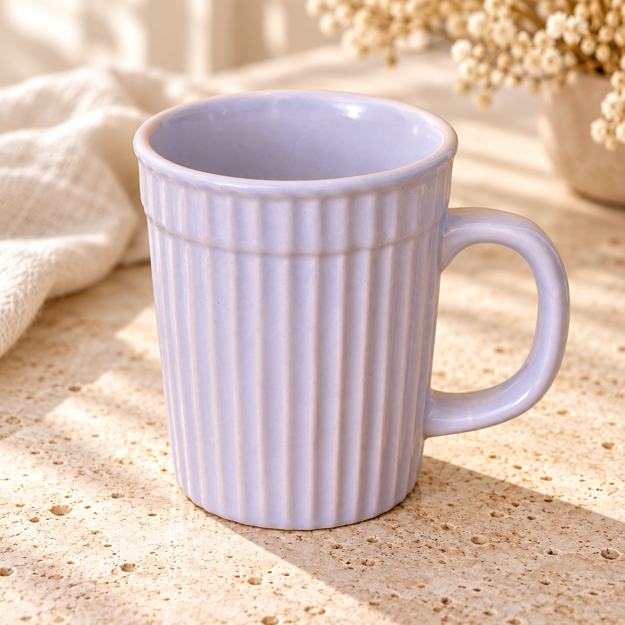 Kunhar Ceramic Coffee Mugs - 1 Piece, Baby Blue, 290ml