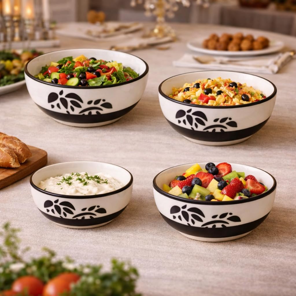 Kunhar Ceramic Mixing Bowl Set – 4 Pieces (1500ml, 800ml, 600ml, 400ml), Coconut White – Durable, Microwave & Dishwasher Safe – Ideal for Mixing, Serving & Storage - Image 2