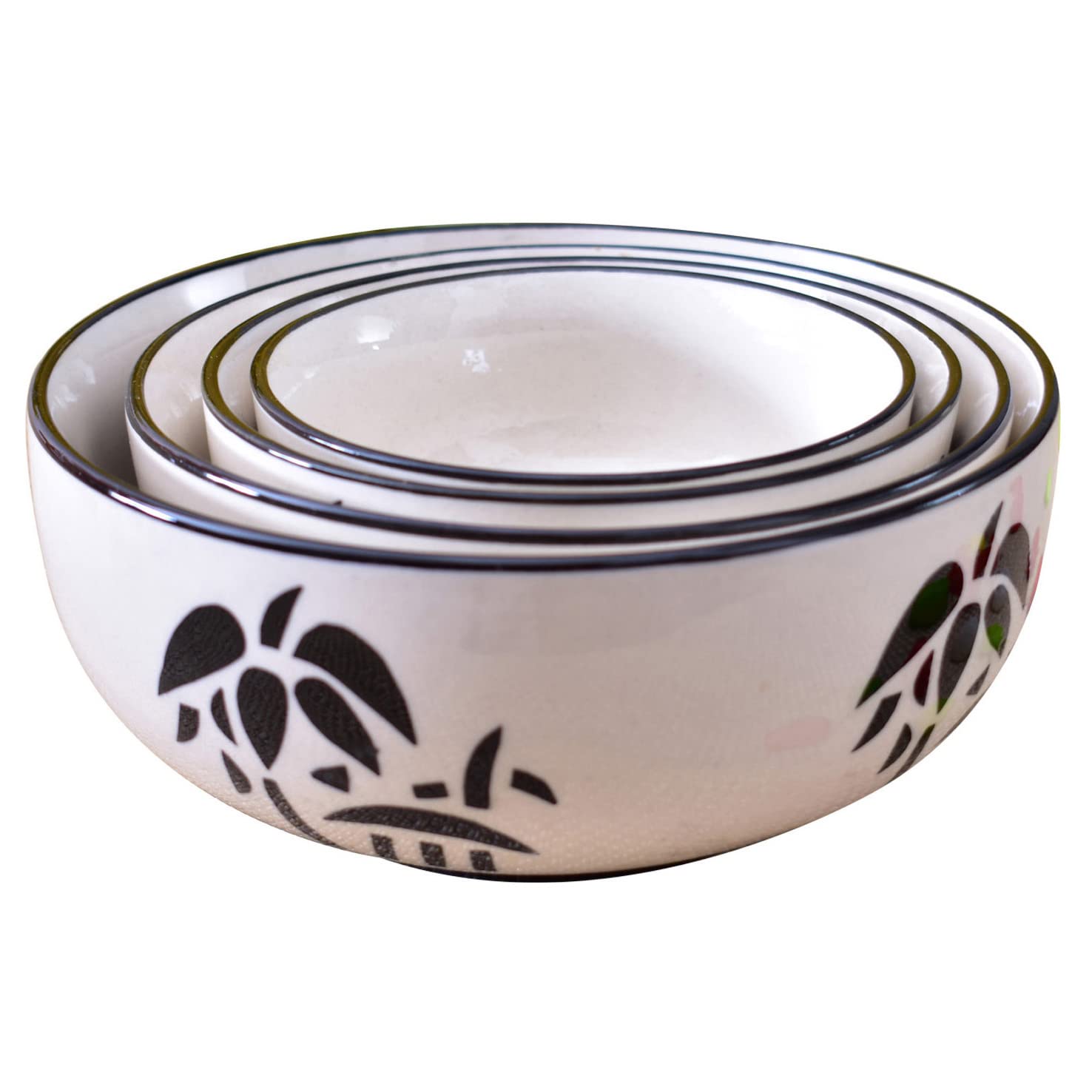 Kunhar Ceramic Mixing Bowl Set – 4 Pieces (1500ml, 800ml, 600ml, 400ml), Coconut White – Durable, Microwave & Dishwasher Safe – Ideal for Mixing, Serving & Storage - Image 4