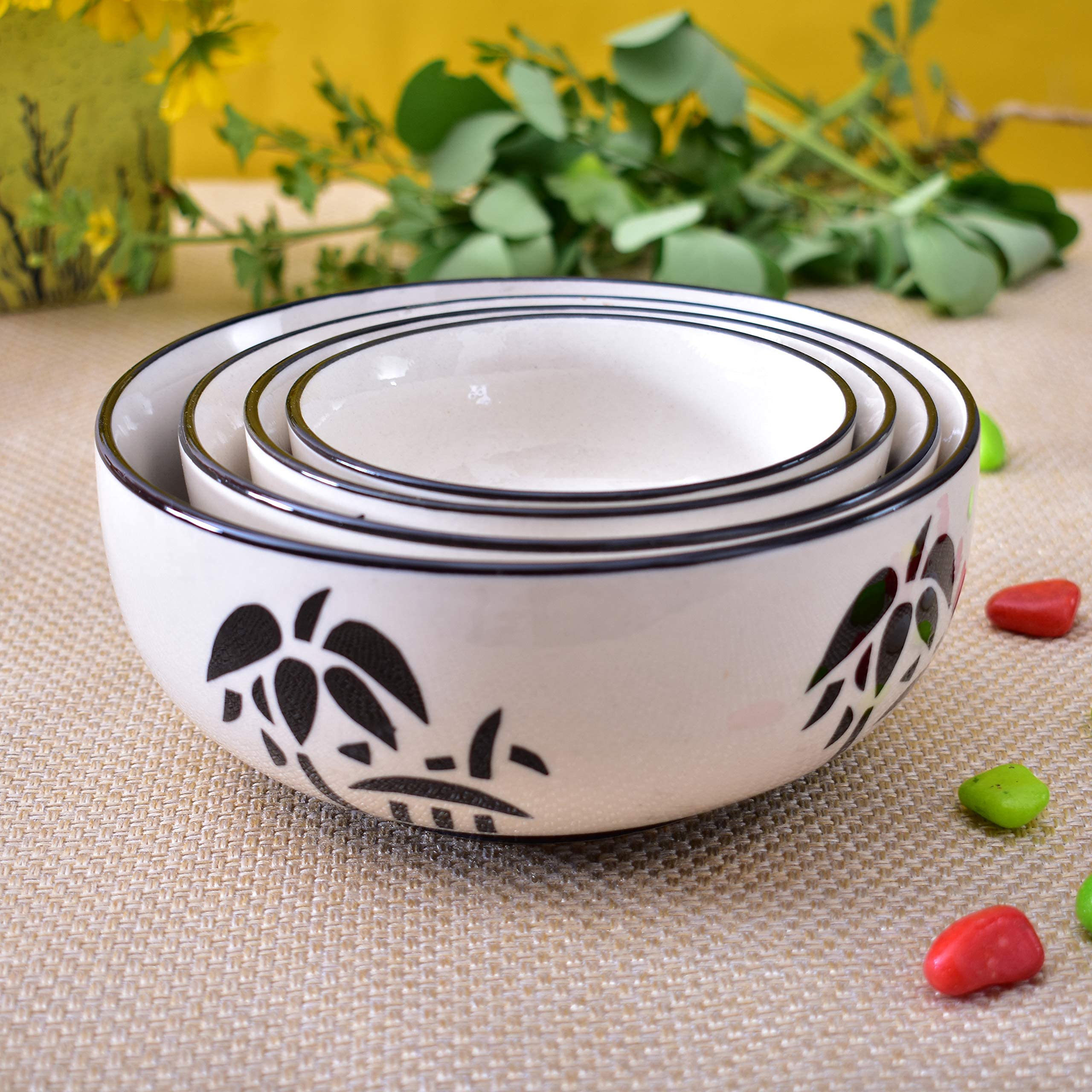 Kunhar Ceramic Mixing Bowl Set – 4 Pieces (1500ml, 800ml, 600ml, 400ml), Coconut White – Durable, Microwave & Dishwasher Safe – Ideal for Mixing, Serving & Storage - Image 6
