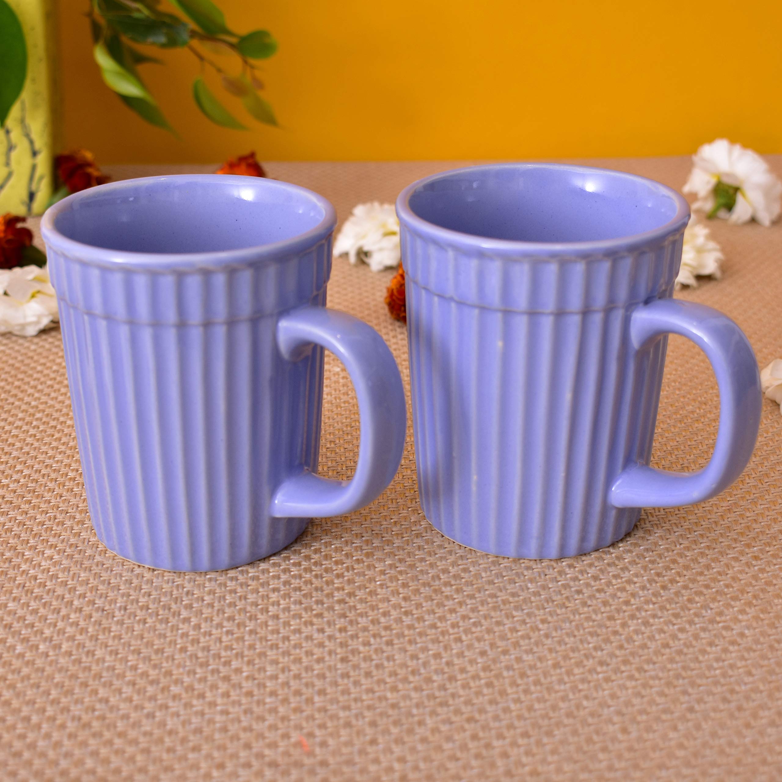 Kunhar Ceramic Coffee Mugs - 2 Piece, Cornflower Blue, 290ml - Image 3