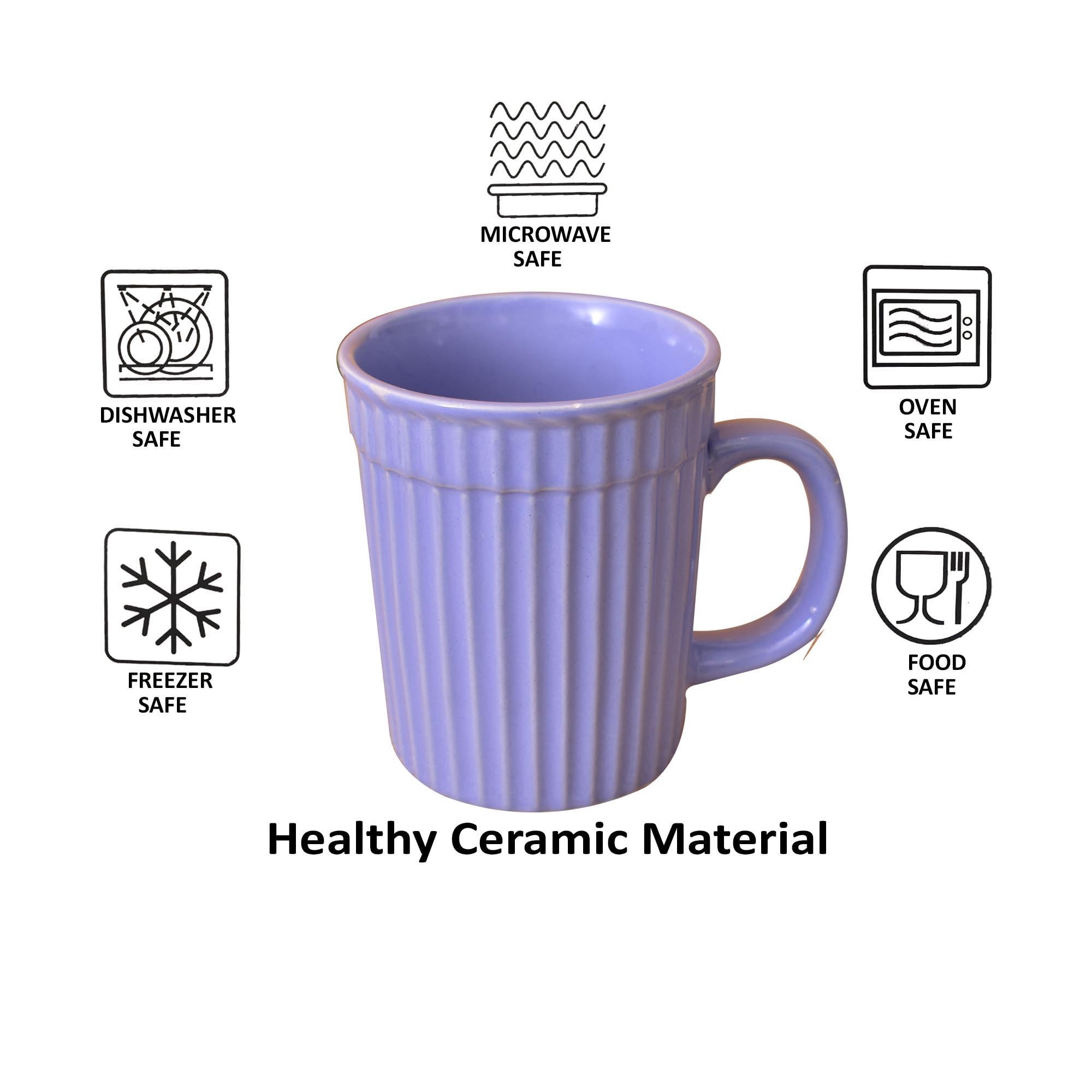 Kunhar Ceramic Coffee Mugs - 1 Piece, Cornflower Blue, 290ml - Image 4