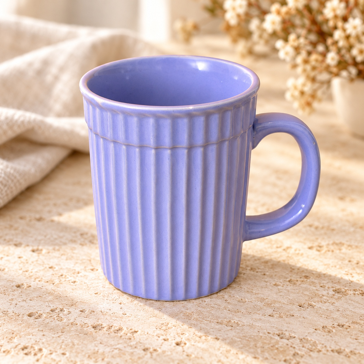Kunhar Ceramic Coffee Mugs - 1 Piece, Cornflower Blue, 290ml