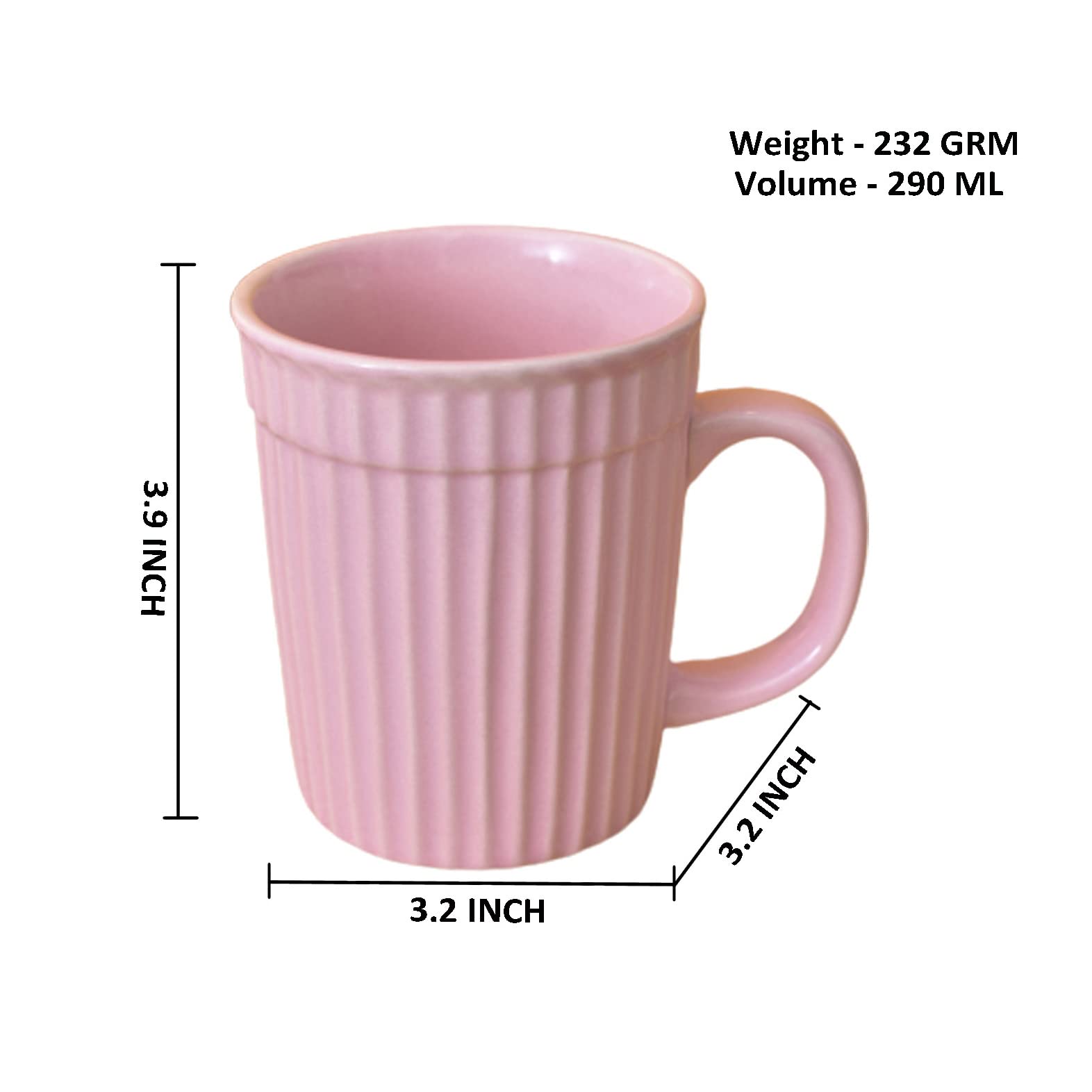 Kunhar Ceramic Coffee Mugs - 2 Piece, Orchid, 290ml - Image 2