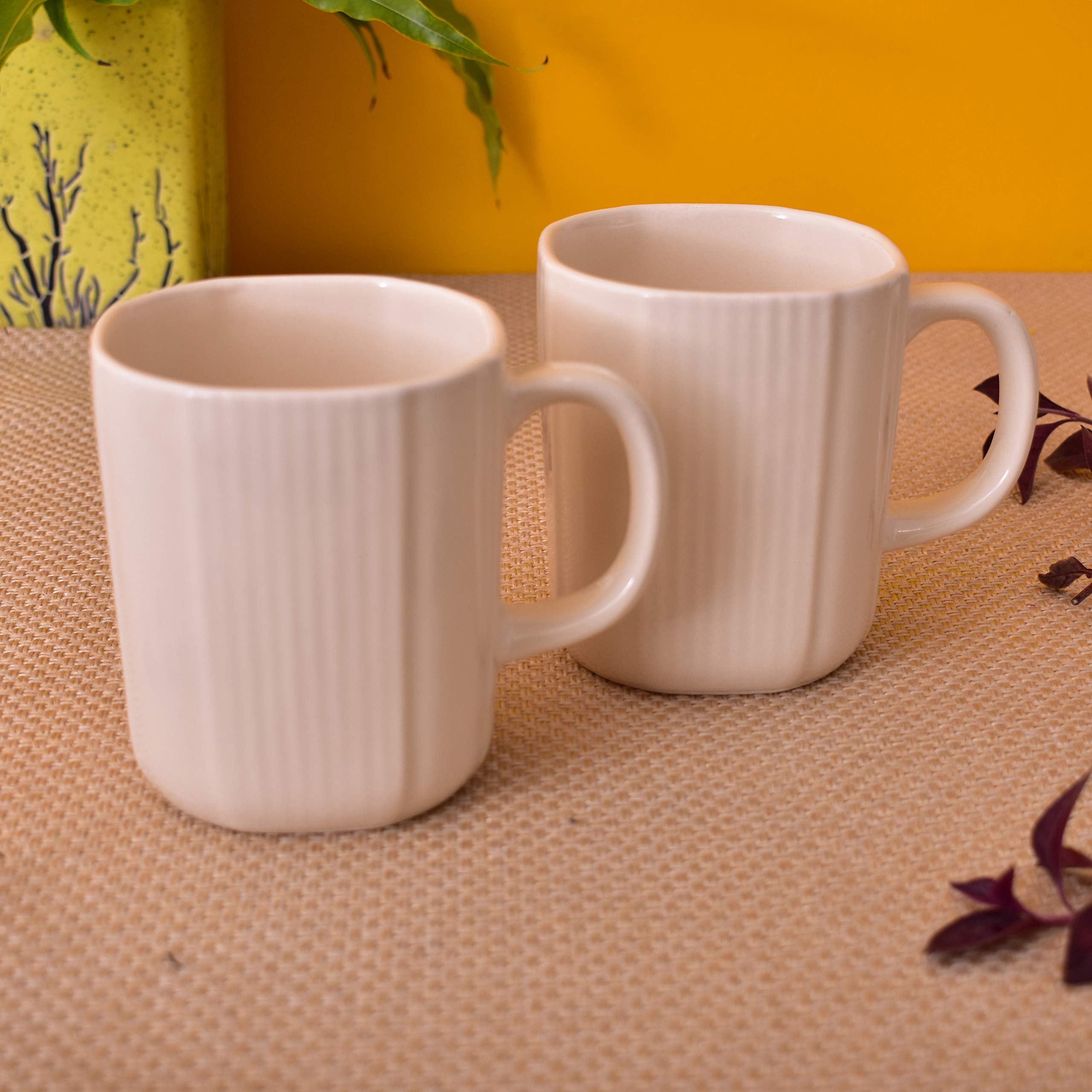 Kunhar Ceramic Coffee Mugs - 2 Piece, Wheat, 300ml - Image 4