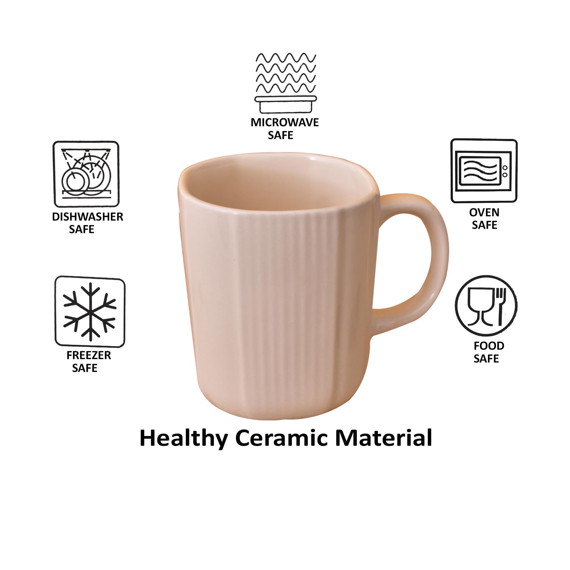 Kunhar Ceramic Coffee Mugs - 1 Piece, Wheat, 300ml - Image 4