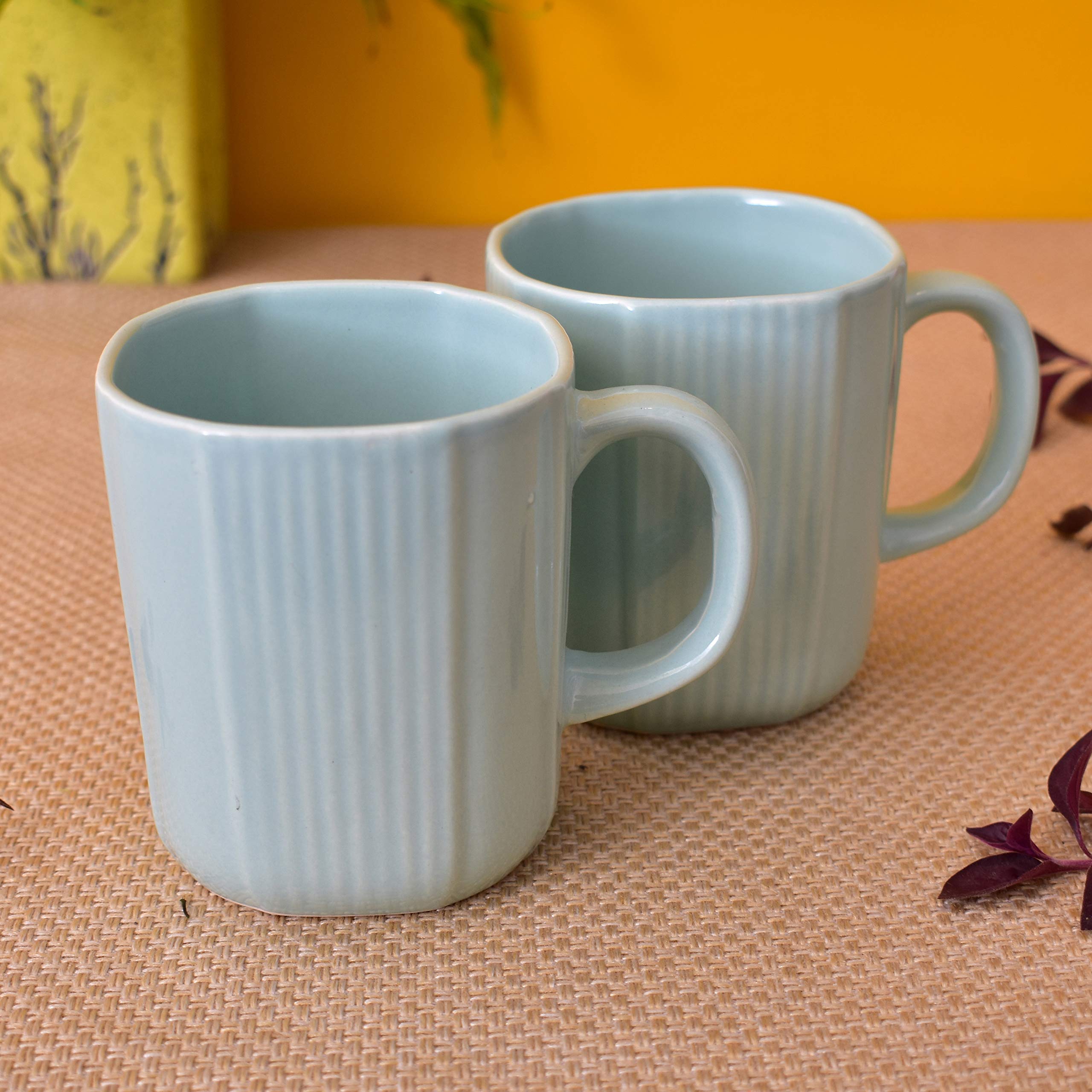 Kunhar Ceramic Coffee Mugs - 2 Piece, Cadet Blue, 300ml - Image 4