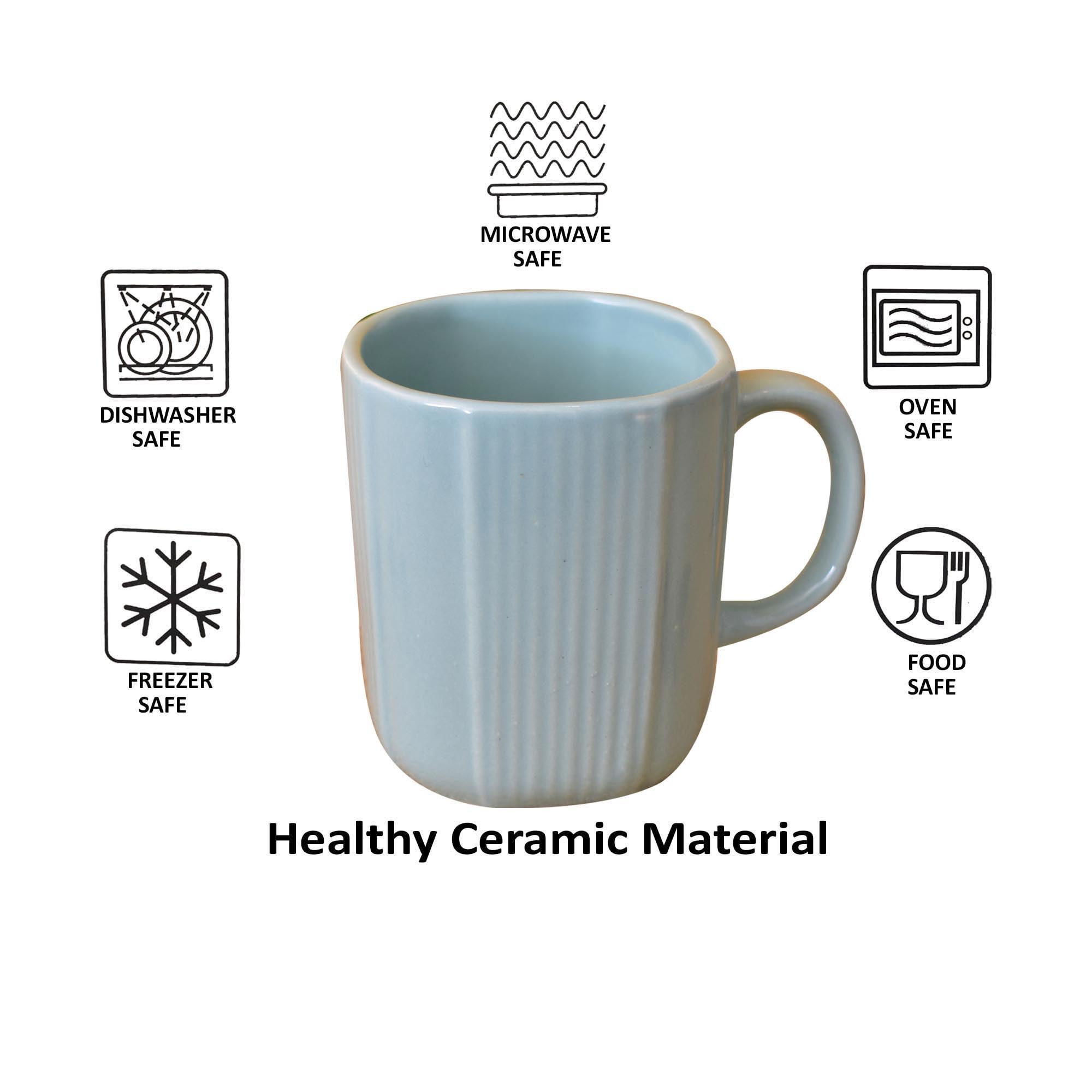 Kunhar Ceramic Coffee Mugs - 1 Piece, Cadet Blue, 300ml - Image 4