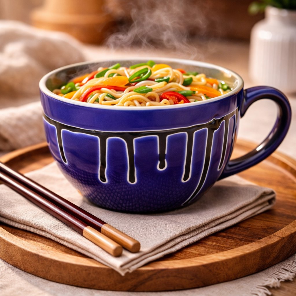 Kunhar Ceramic Jumbo Coffee Mug Soup Mug Noodle Mug - 350 ML - Microwave Safe & Freezer Safe, Set of 1, Blue Green - Image 4