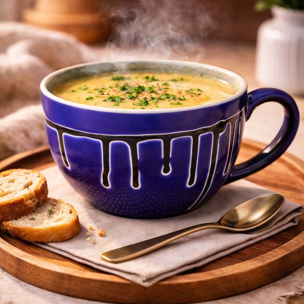 Kunhar Ceramic Jumbo Coffee Mug Soup Mug Noodle Mug - 350 ML - Microwave Safe & Freezer Safe, Set of 1, Blue Green - Image 3