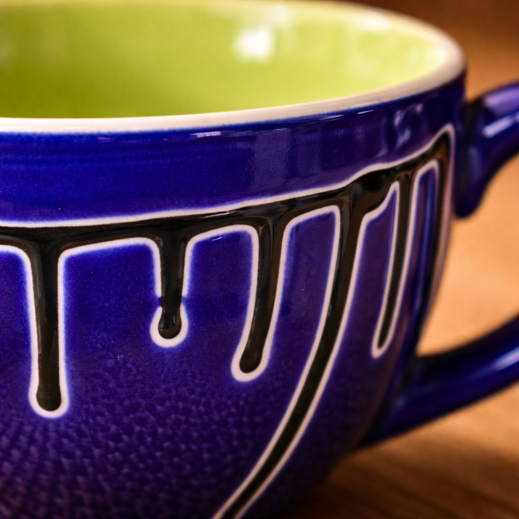 Kunhar Ceramic Jumbo Coffee Mug Soup Mug Noodle Mug - 350 ML - Microwave Safe & Freezer Safe, Set of 1, Blue Green - Image 5