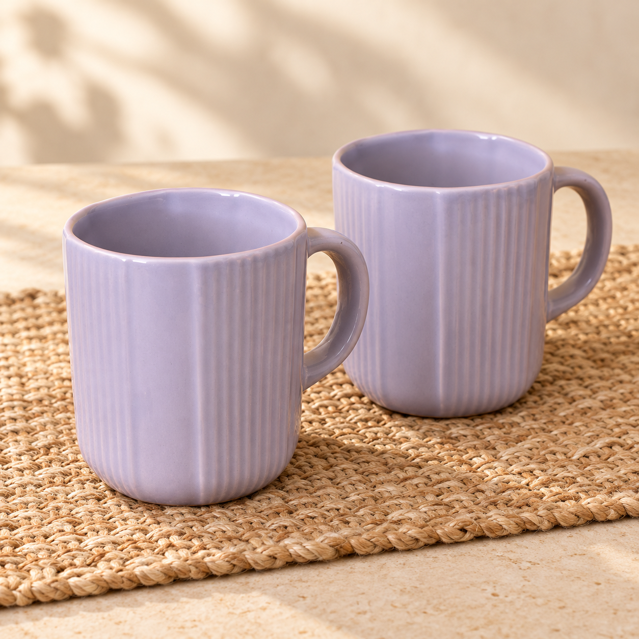 Kunhar Ceramic Coffee Mugs - 2 Piece, Baby Blue, 300ml