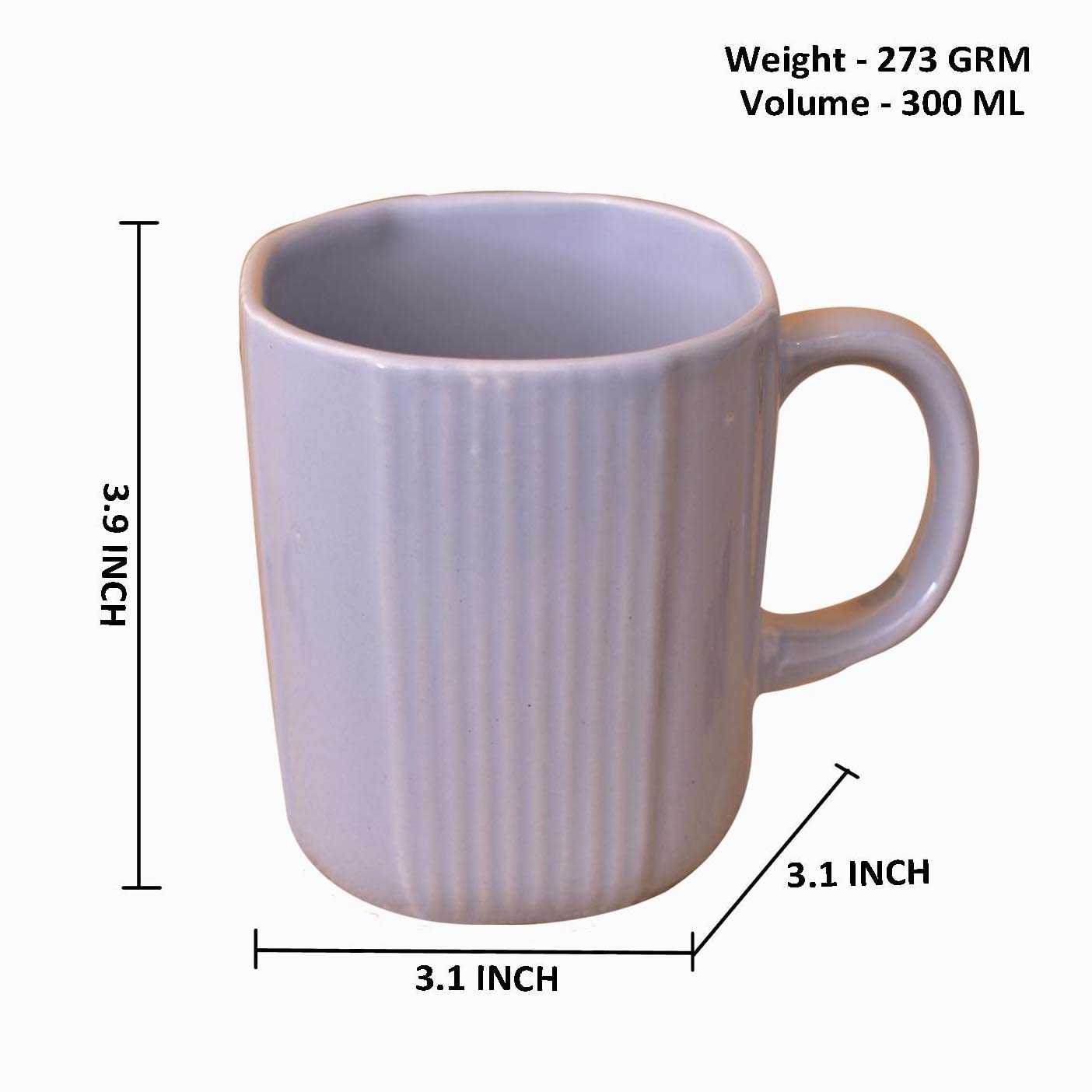 Kunhar Ceramic Coffee Mugs - 1 Piece, Baby Blue, 300ml - Image 2