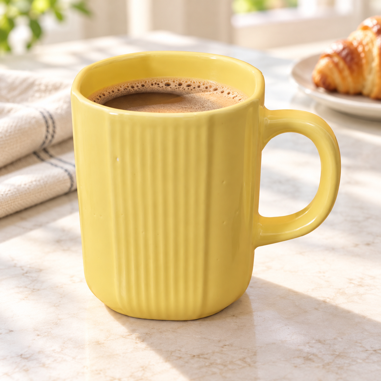 Kunhar Ceramic Coffee Mugs - 1 Piece, Lemon, 300ml