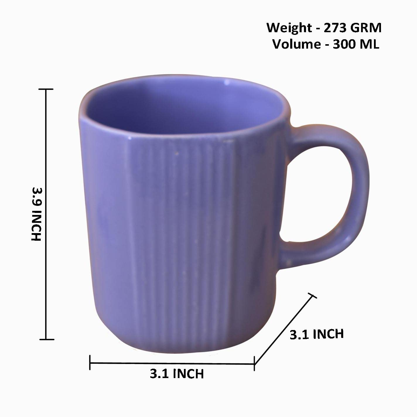 Kunhar Ceramic Coffee Mugs - 1 Piece, Cornflower Blue, 300ml - Image 2