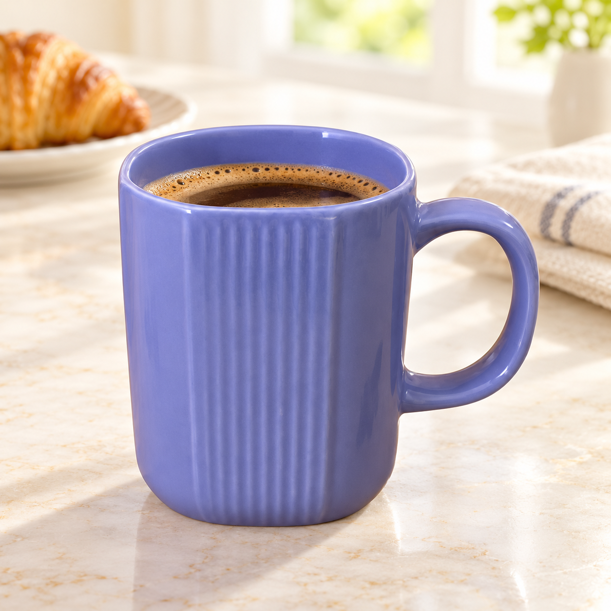 Kunhar Ceramic Coffee Mugs - 1 Piece, Cornflower Blue, 300ml