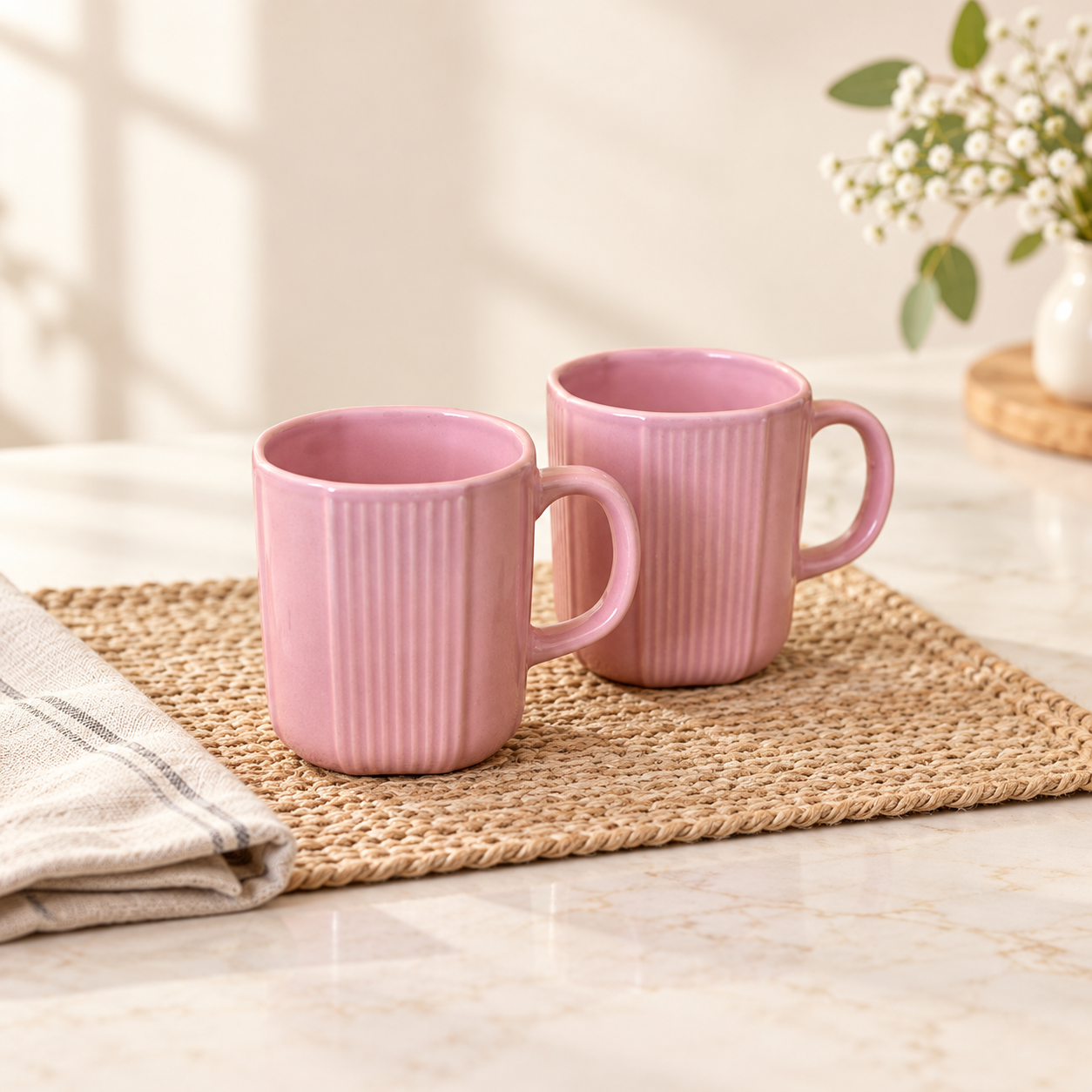 Kunhar Ceramic Coffee Mugs - 2 Piece, Orchid, 300ml