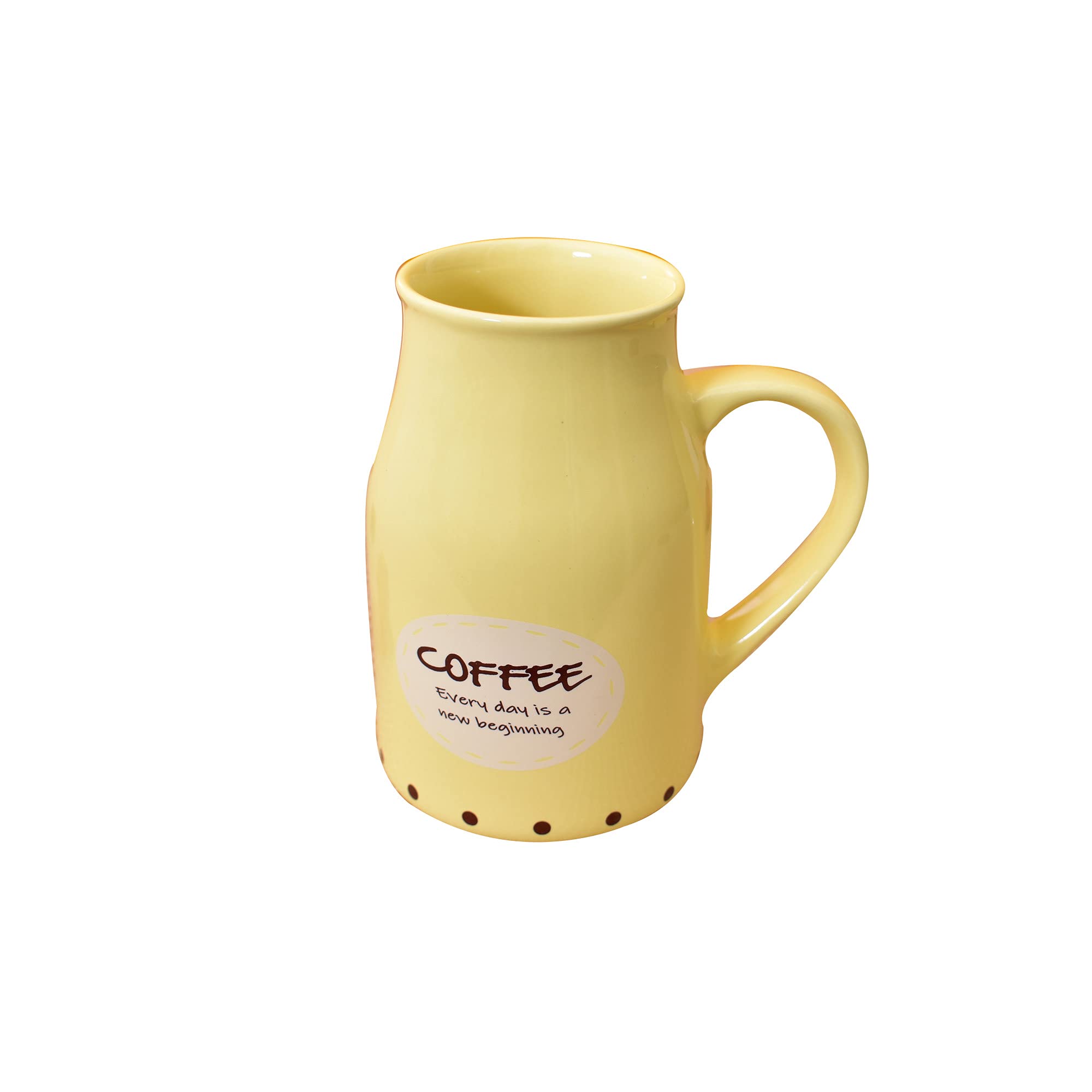 Kunhar Ceramic Coffee Mug - 2 Pieces, Lemon, 450ml - Image 2