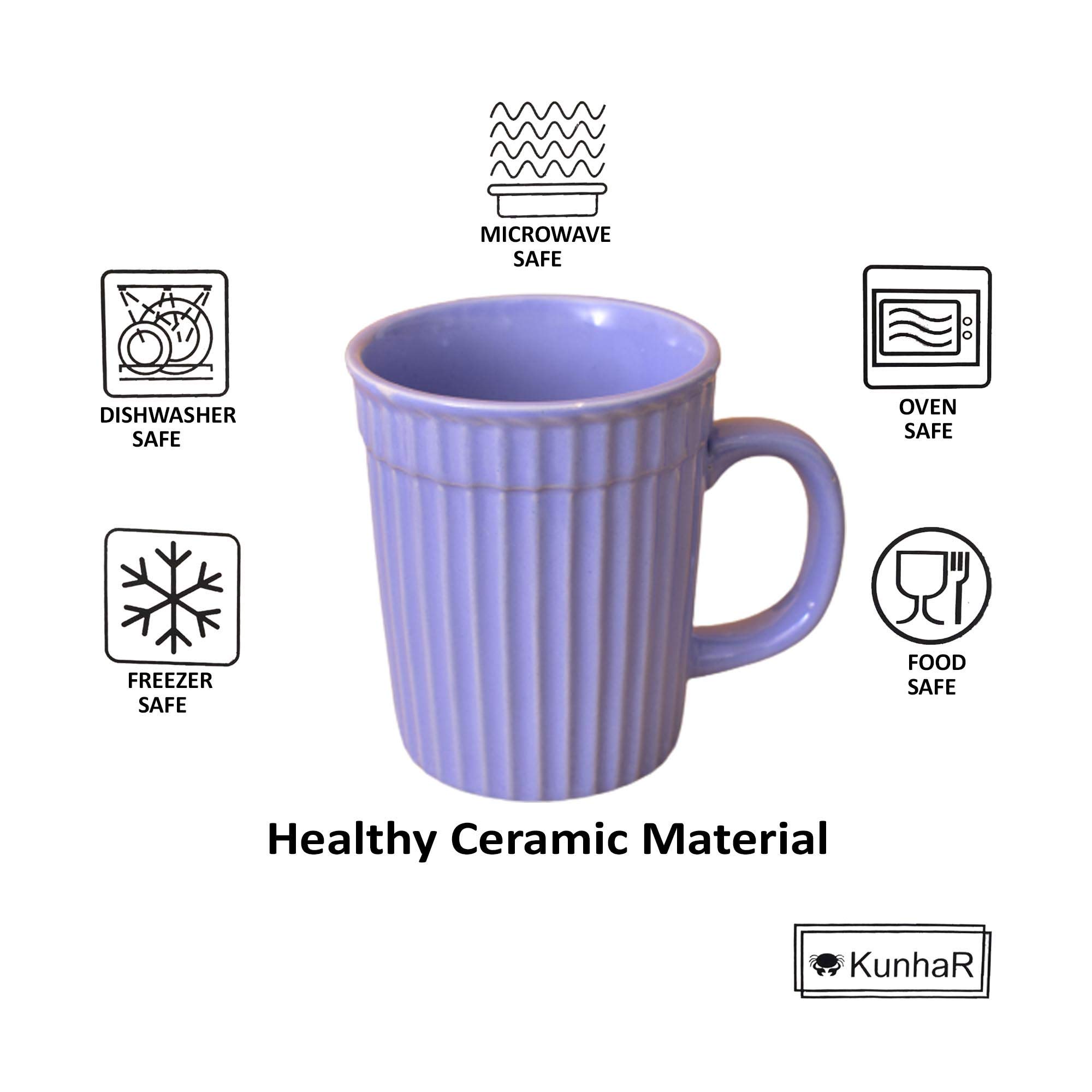 Kunhar Ceramic Coffee Mugs - 4 Piece, Cornflower Blue, 290ml - Image 4
