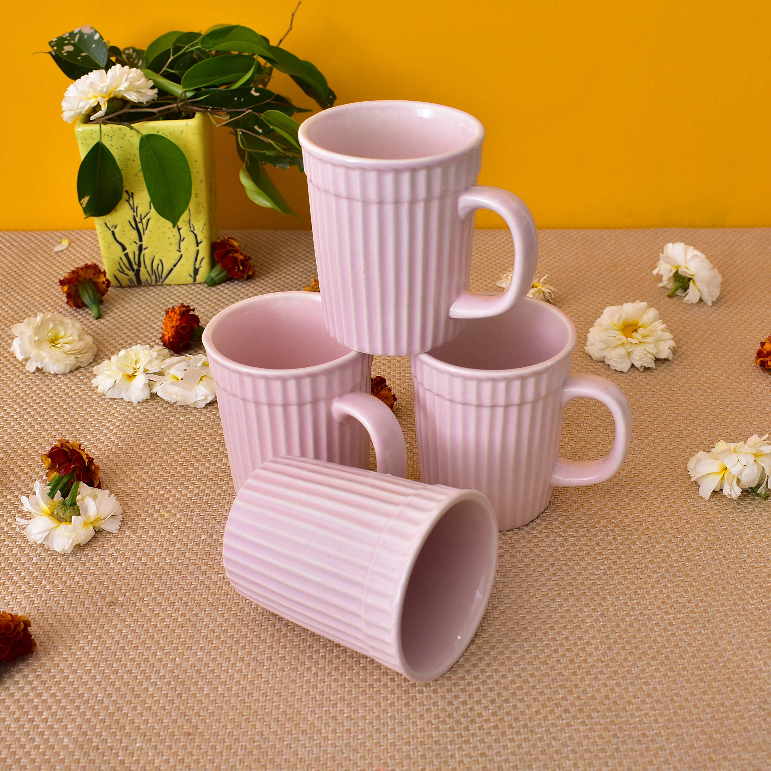 Kunhar Ceramic Coffee Mugs - 4 Piece, Orchid, 290ml - Image 3