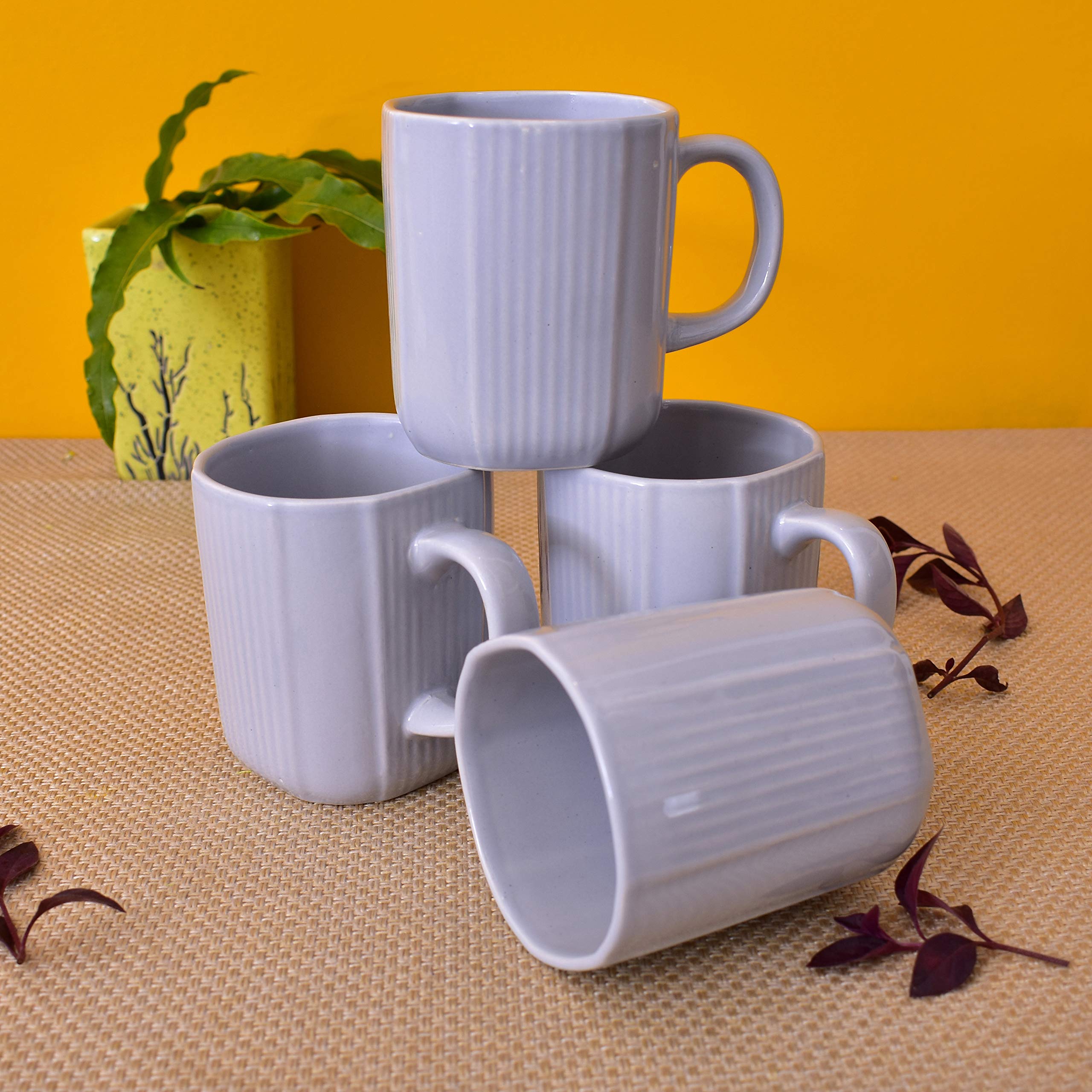 Kunhar Ceramic Coffee Mugs - 4 Piece, Baby Blue, 300ml - Image 3