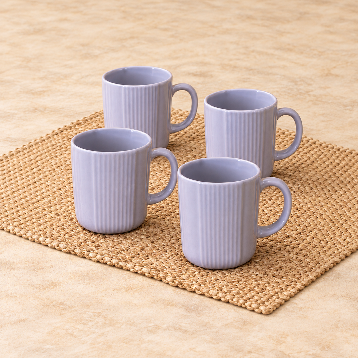 Kunhar Ceramic Coffee Mugs - 4 Piece, Baby Blue, 300ml